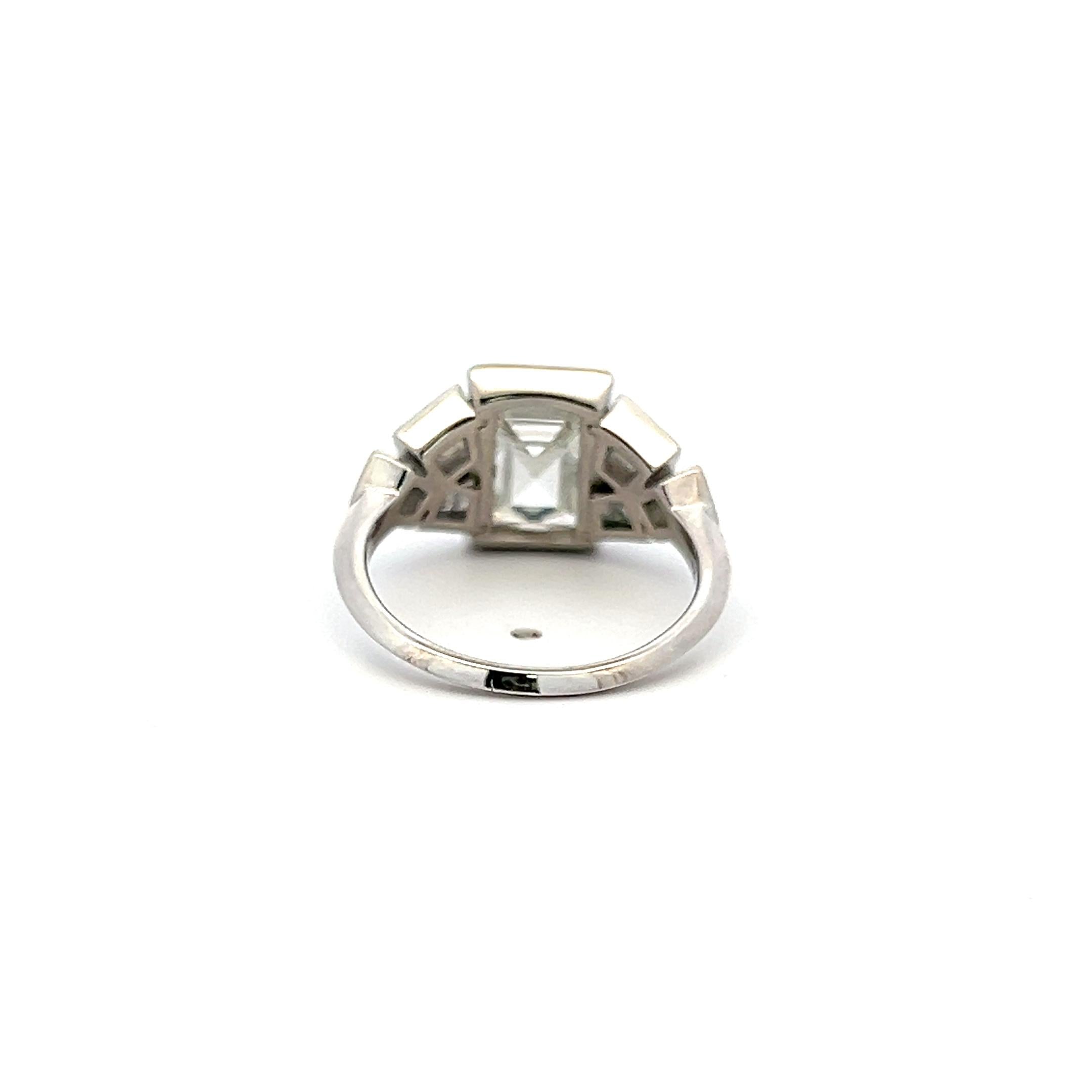 Platinum Two-Stone Ring with 3.85 Ct Emerald & Asscher Cut Diamonds G-VVS1 GIA