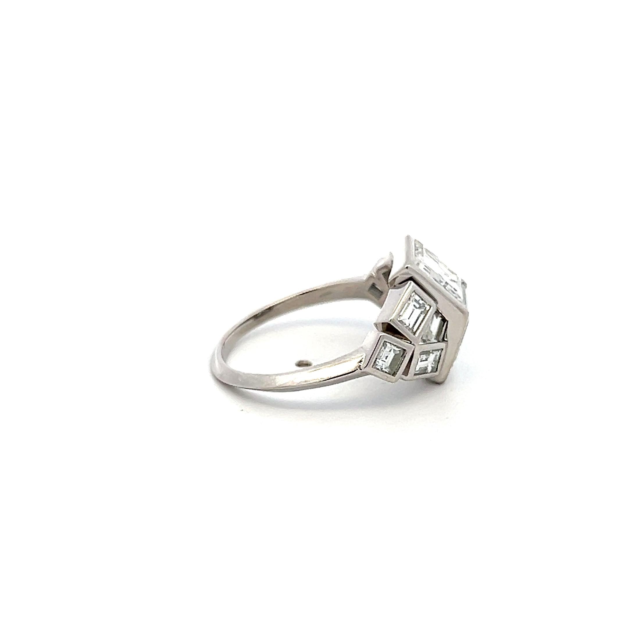 Platinum Two-Stone Ring with 3.85 Ct Emerald & Asscher Cut Diamonds G-VVS1 GIA