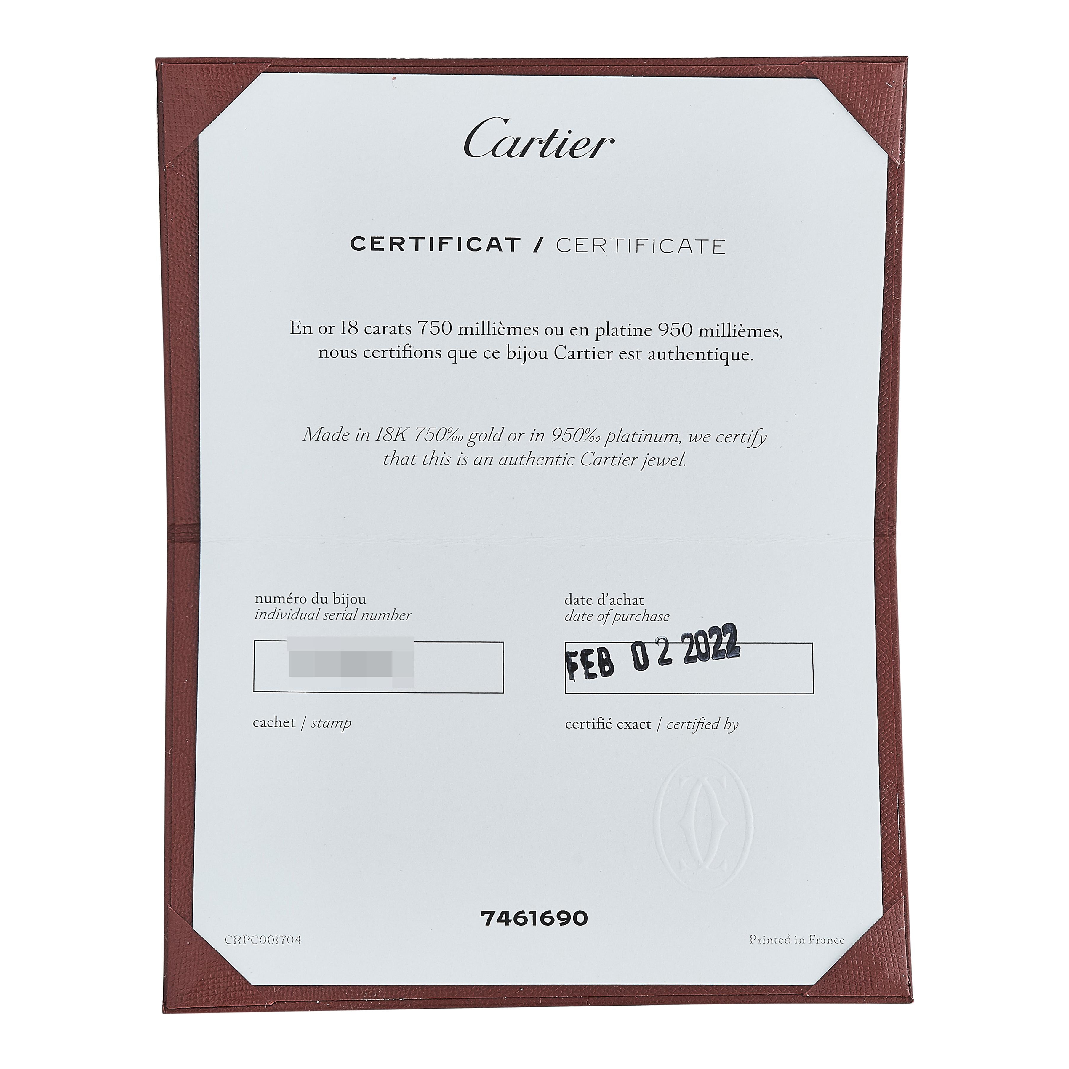 Cartier 18K YG Juste Un Clou small Bracelet with Round Diamonds Size 18