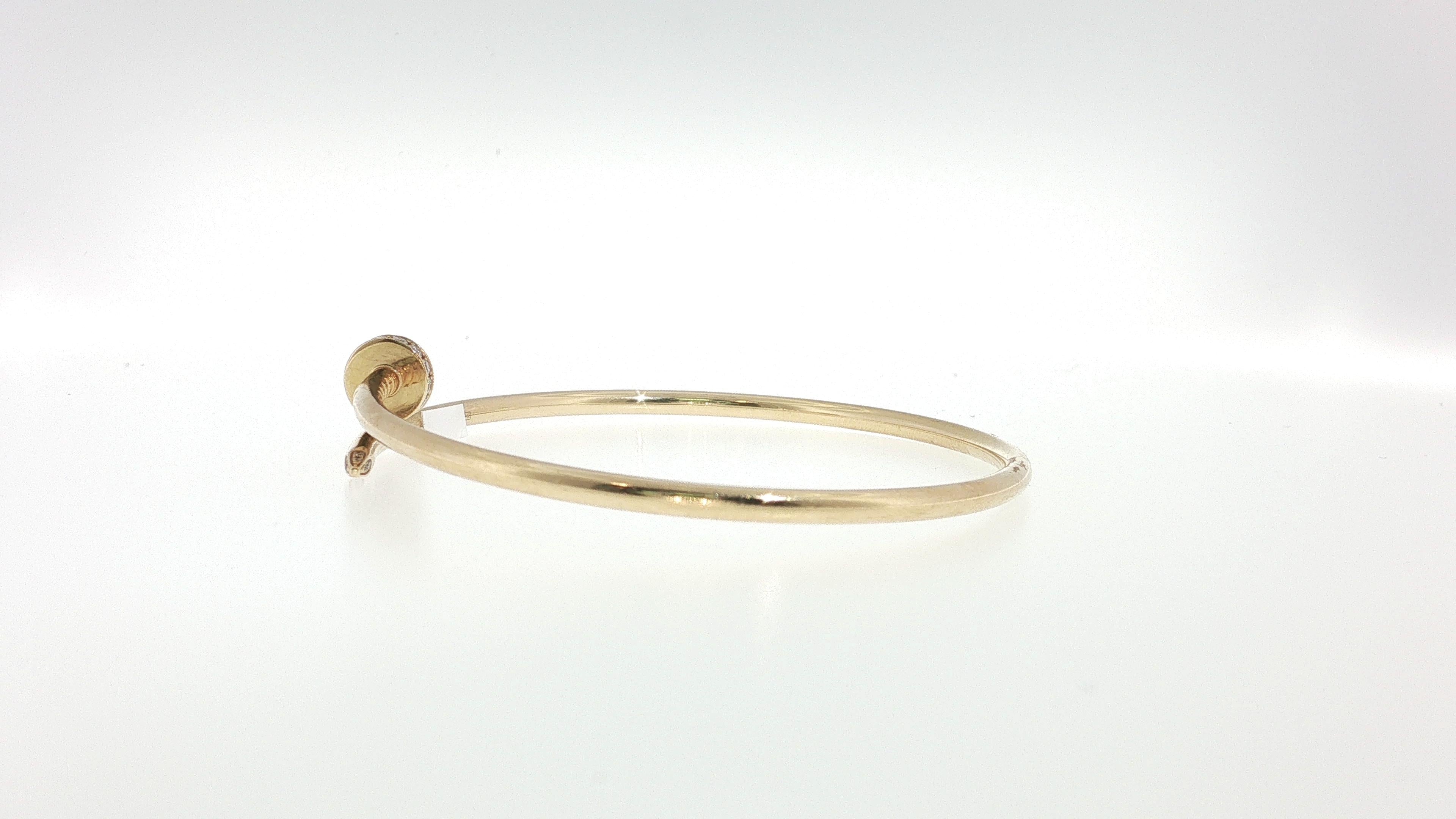 Cartier 18K YG Juste Un Clou small Bracelet with Round Diamonds Size 18