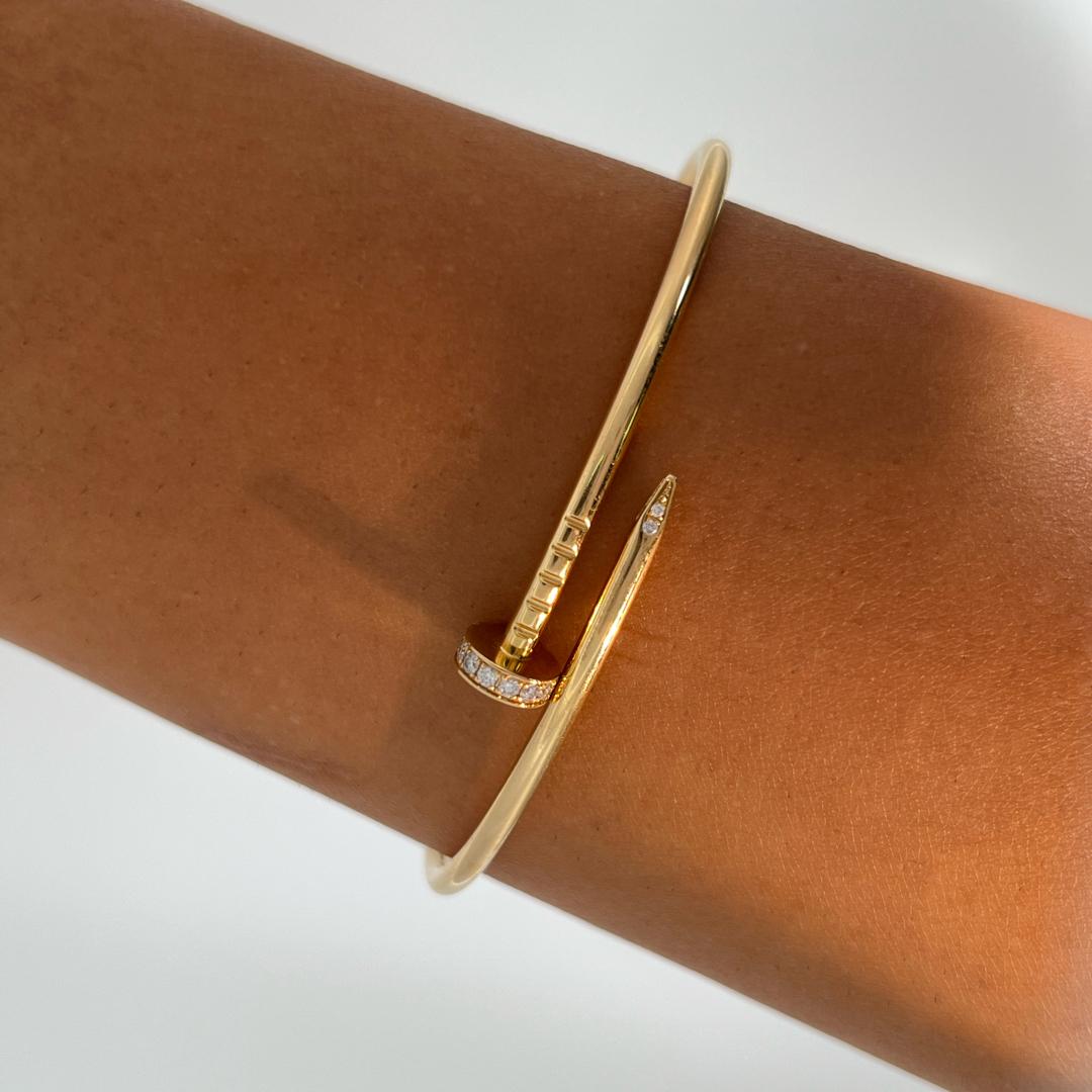 Cartier 18K YG Juste Un Clou small Bracelet with Round Diamonds Size 18