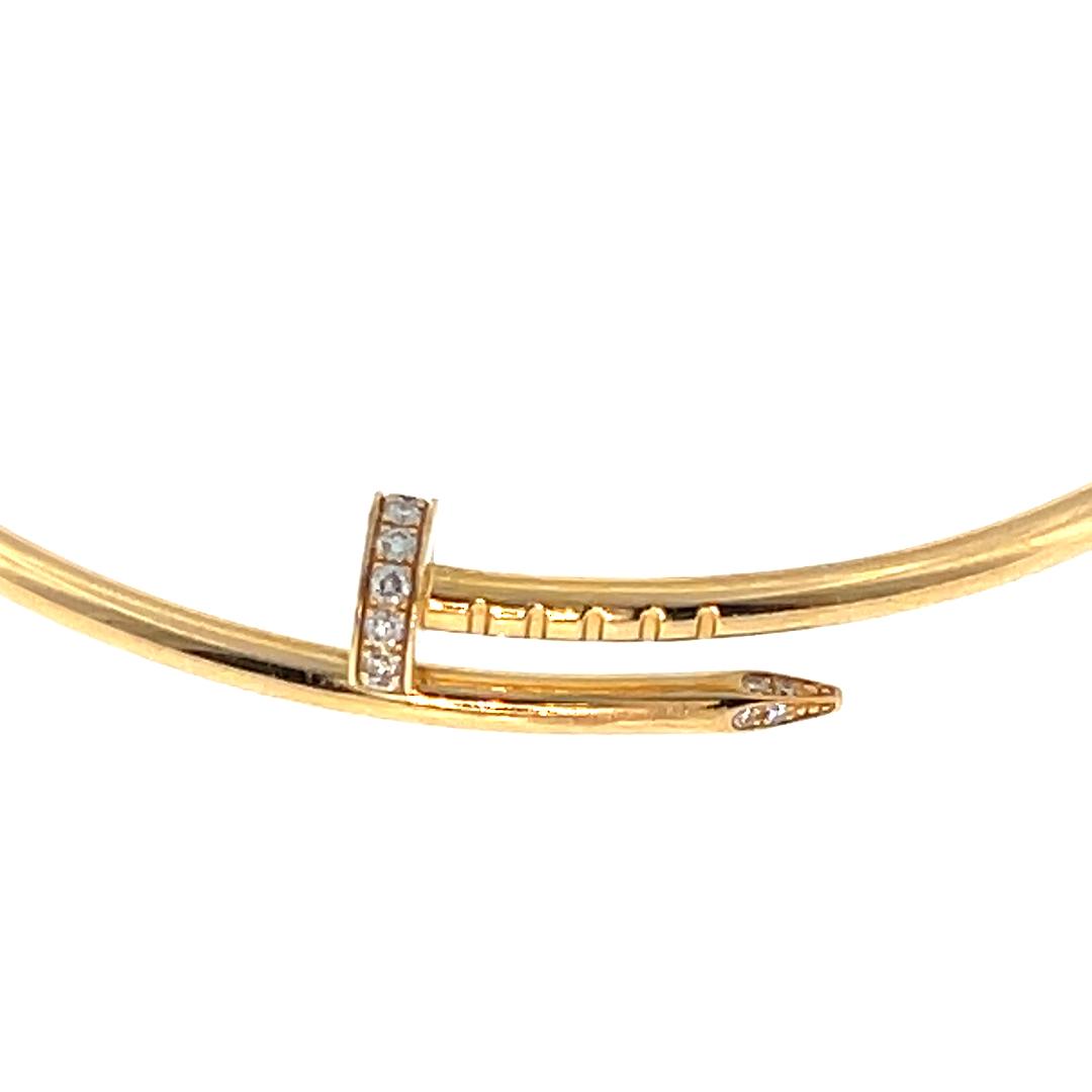 Cartier 18K YG Juste Un Clou small Bracelet with Round Diamonds Size 18
