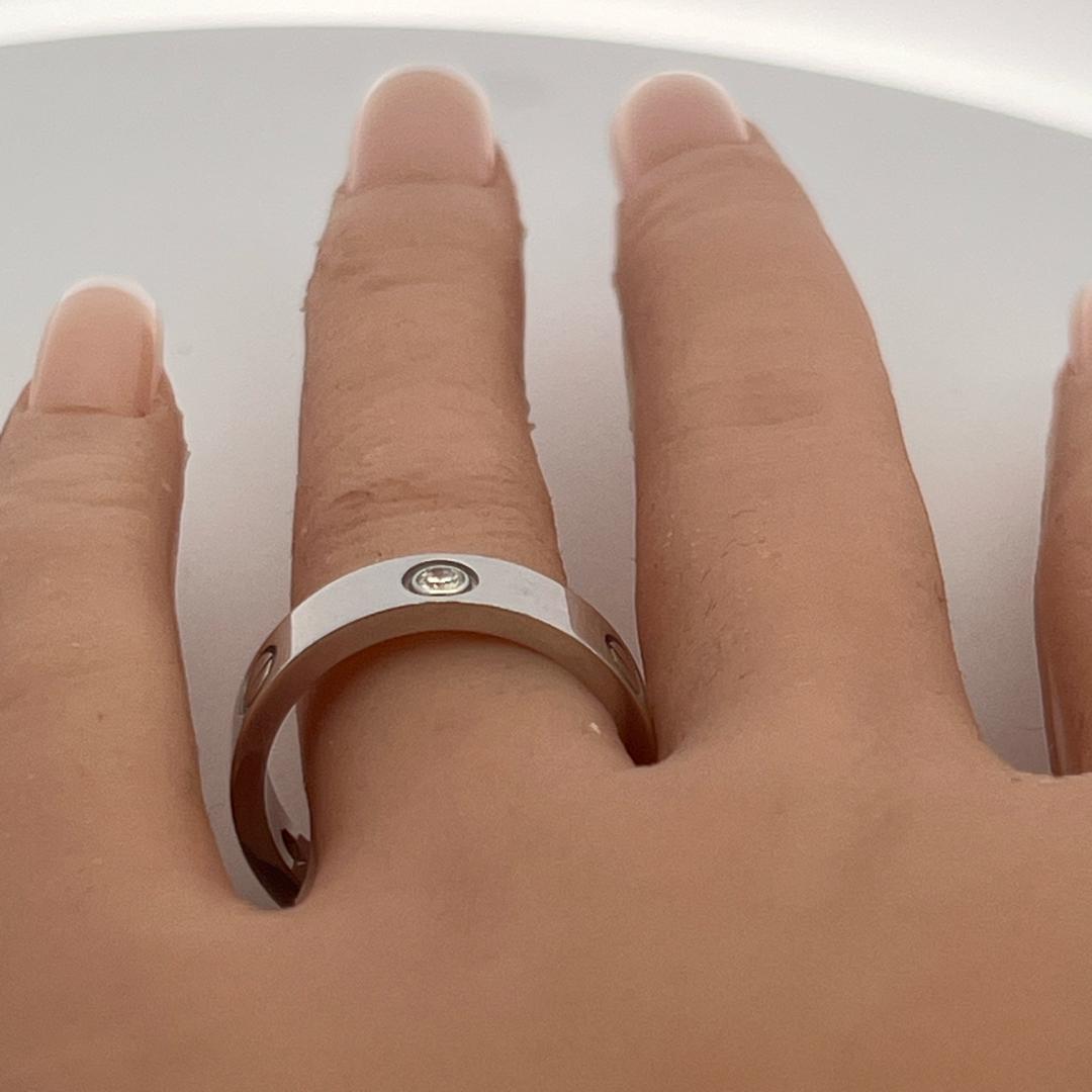 Cartier 18K White Gold Love Ring with 0.18 Carat Diamonds Size 10 w Certificate