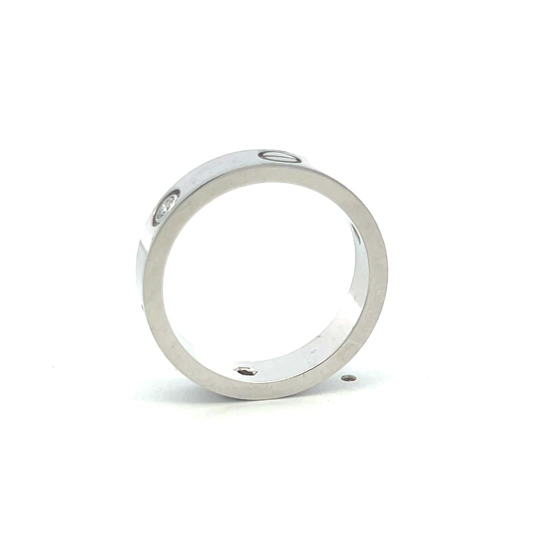 Cartier 18K White Gold Love Ring with 0.18 Carat Diamonds Size 10 w Certificate
