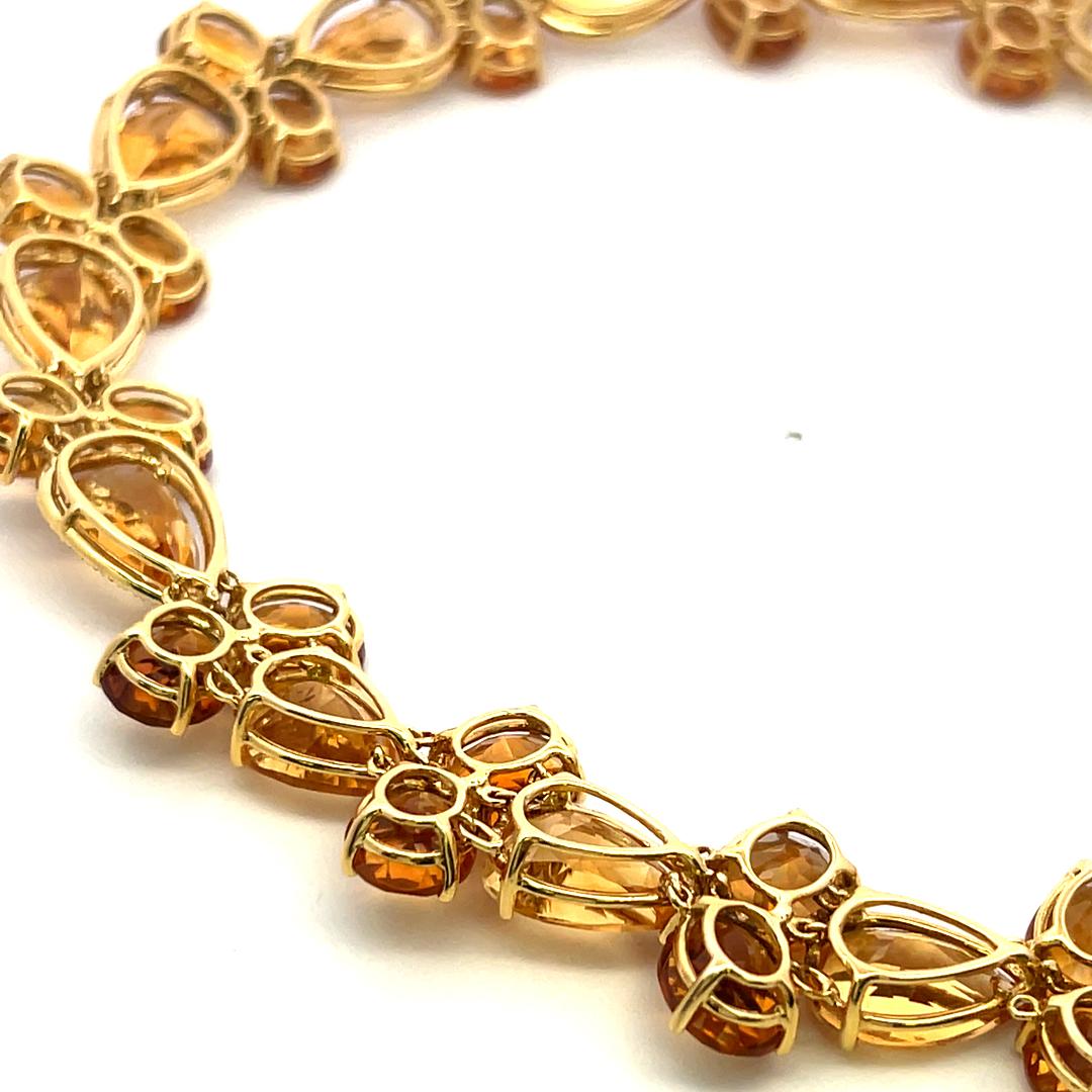 18K Yellow Gold Collar Necklace with 2.14 Carat Round H SI Diamonds & Citrine