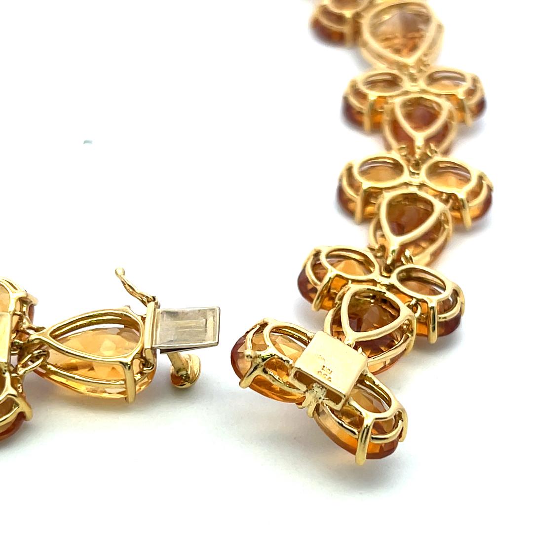 18K Yellow Gold Collar Necklace with 2.14 Carat Round H SI Diamonds & Citrine