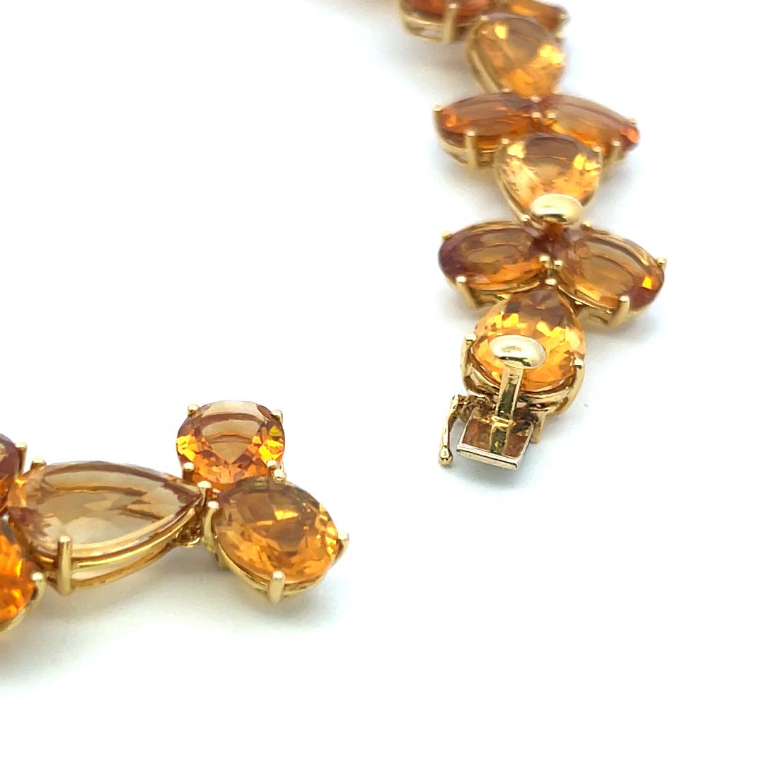 18K Yellow Gold Collar Necklace with 2.14 Carat Round H SI Diamonds & Citrine