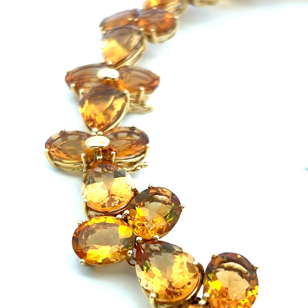 18K Yellow Gold Collar Necklace with 2.14 Carat Round H SI Diamonds & Citrine