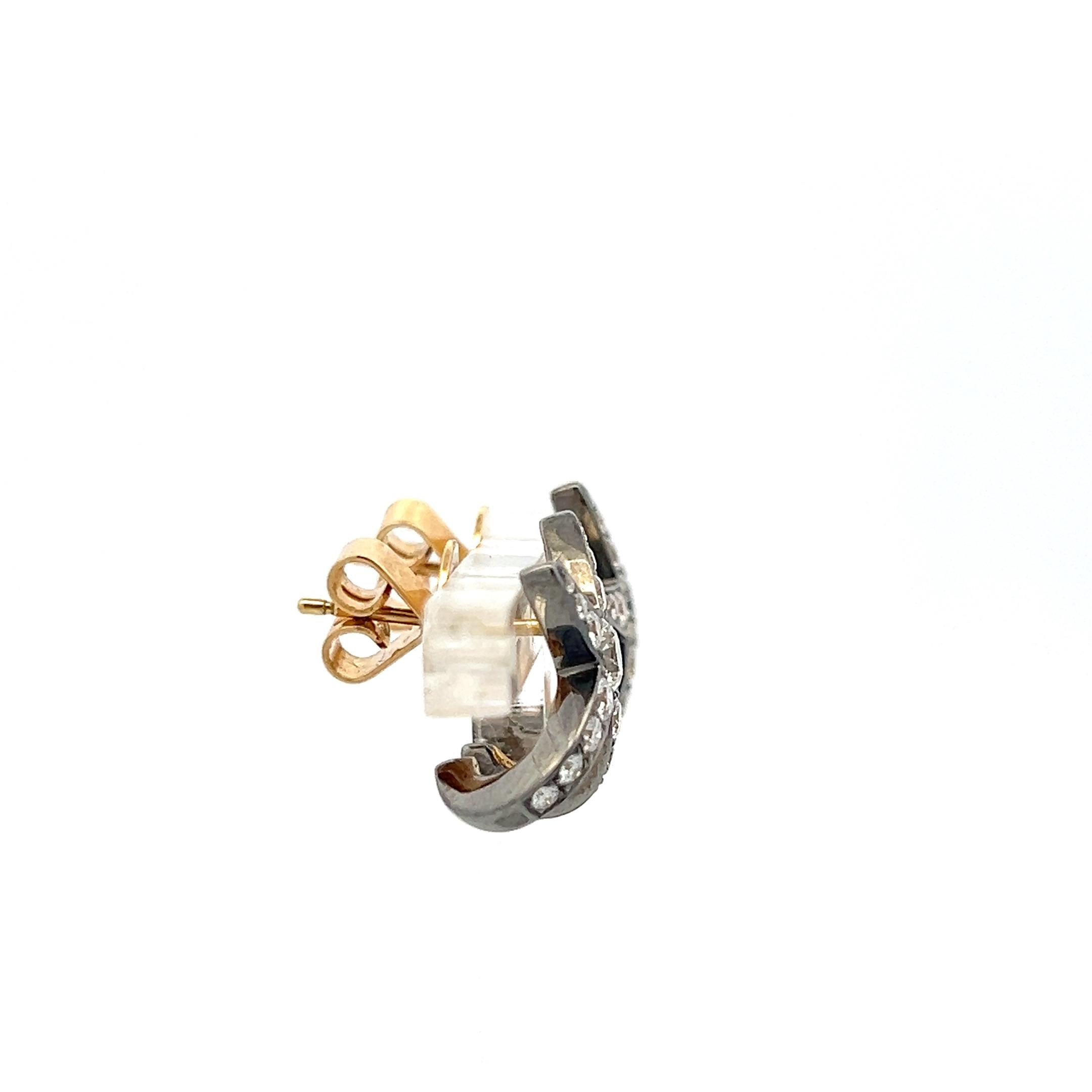 14K Two-Tone Gold Starfish Stud Earrings 1.3ct Old European Cut G VS Diamonds