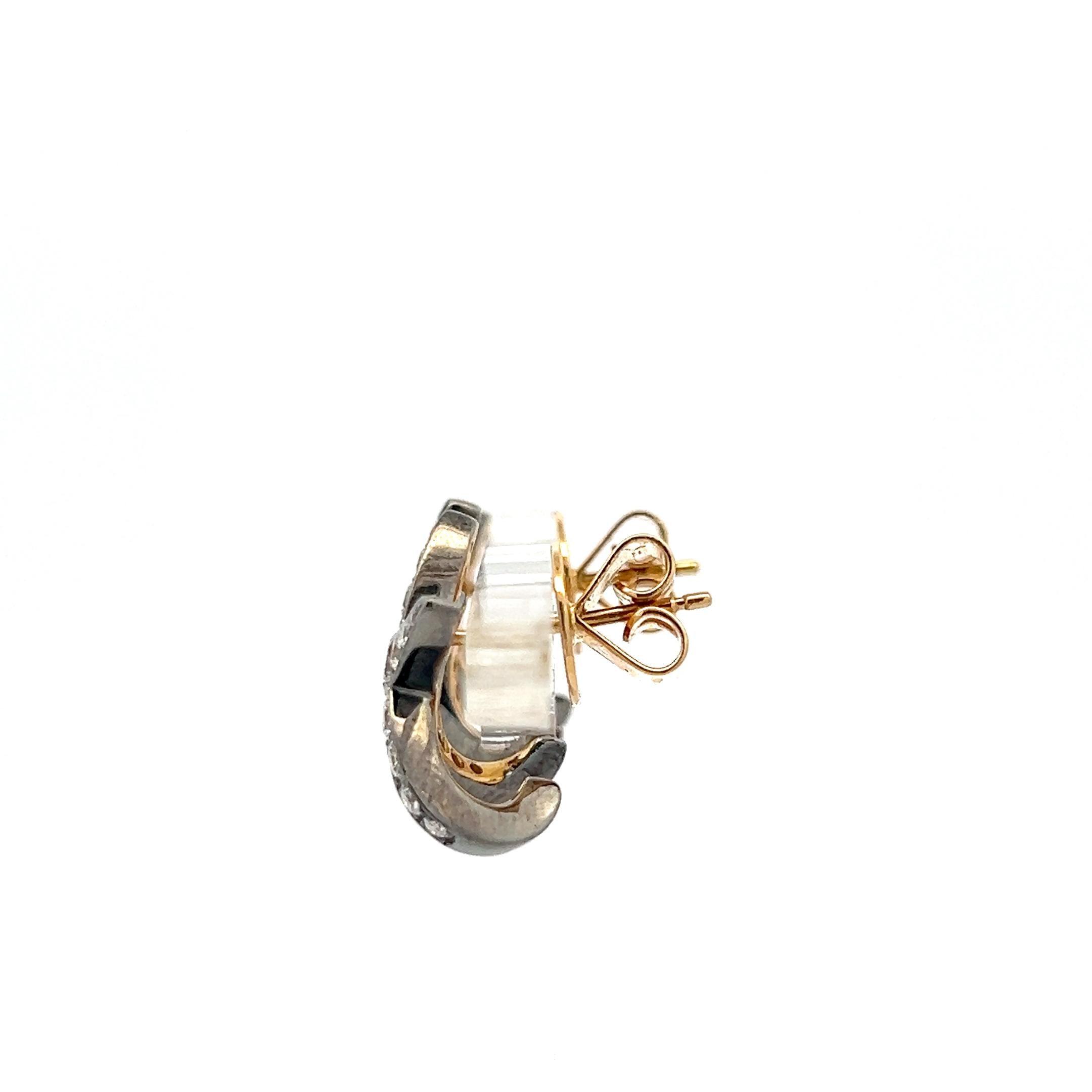 14K Two-Tone Gold Starfish Stud Earrings 1.3ct Old European Cut G VS Diamonds