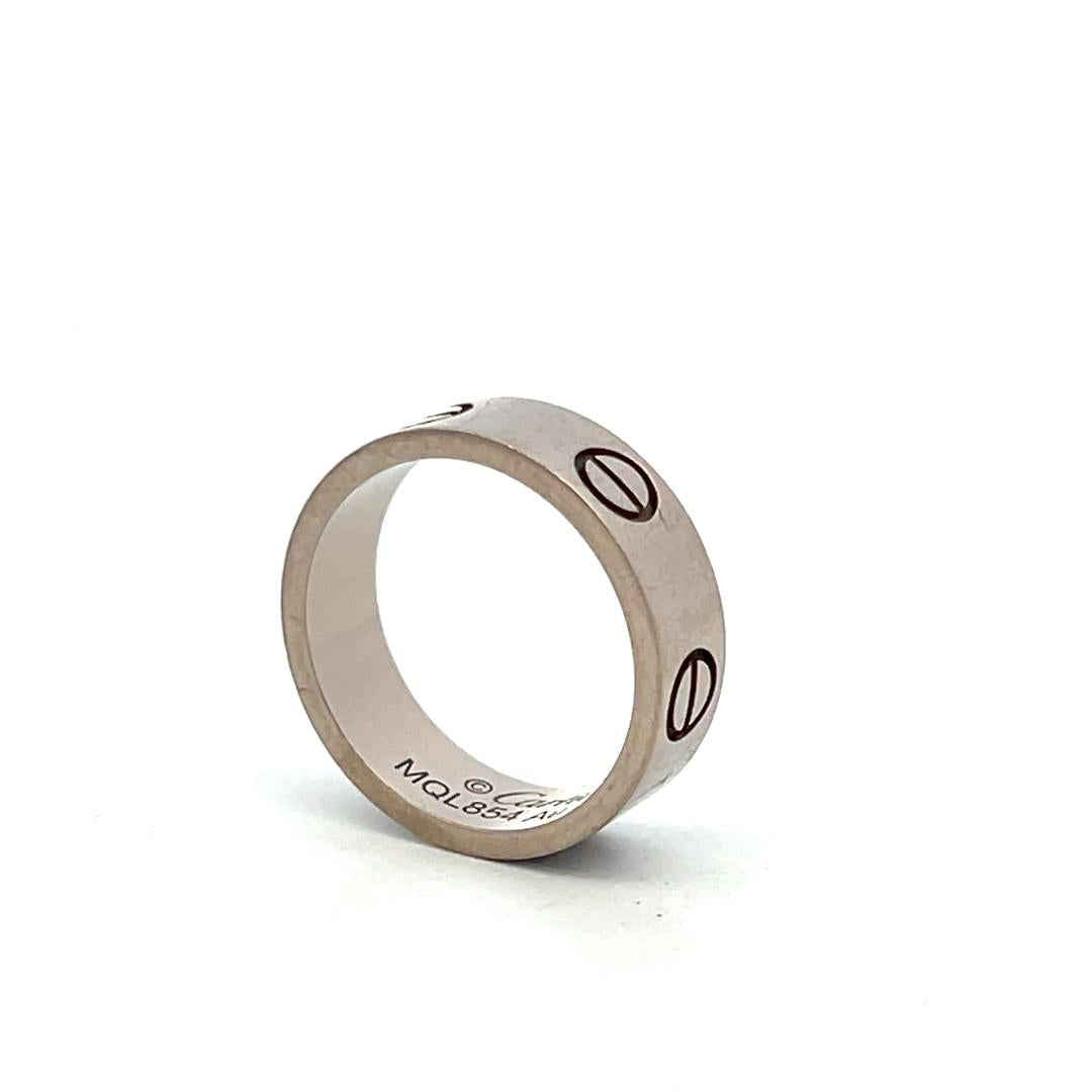 Cartier Vintage 18 Karat White Gold Love Ring 5.5MM Size 5.25 (50)