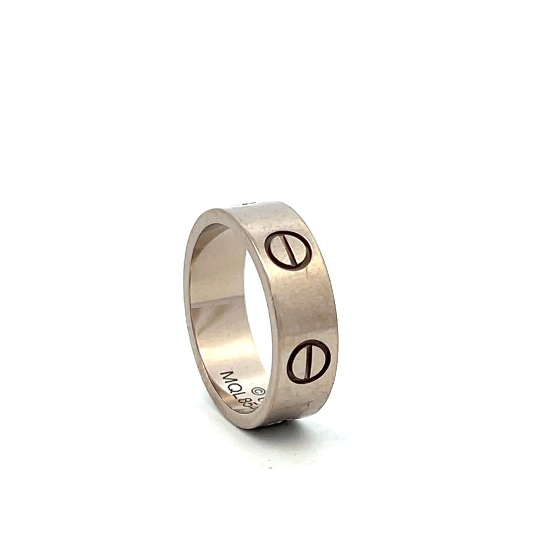 Cartier Vintage 18 Karat White Gold Love Ring 5.5MM Size 5.25 (50)