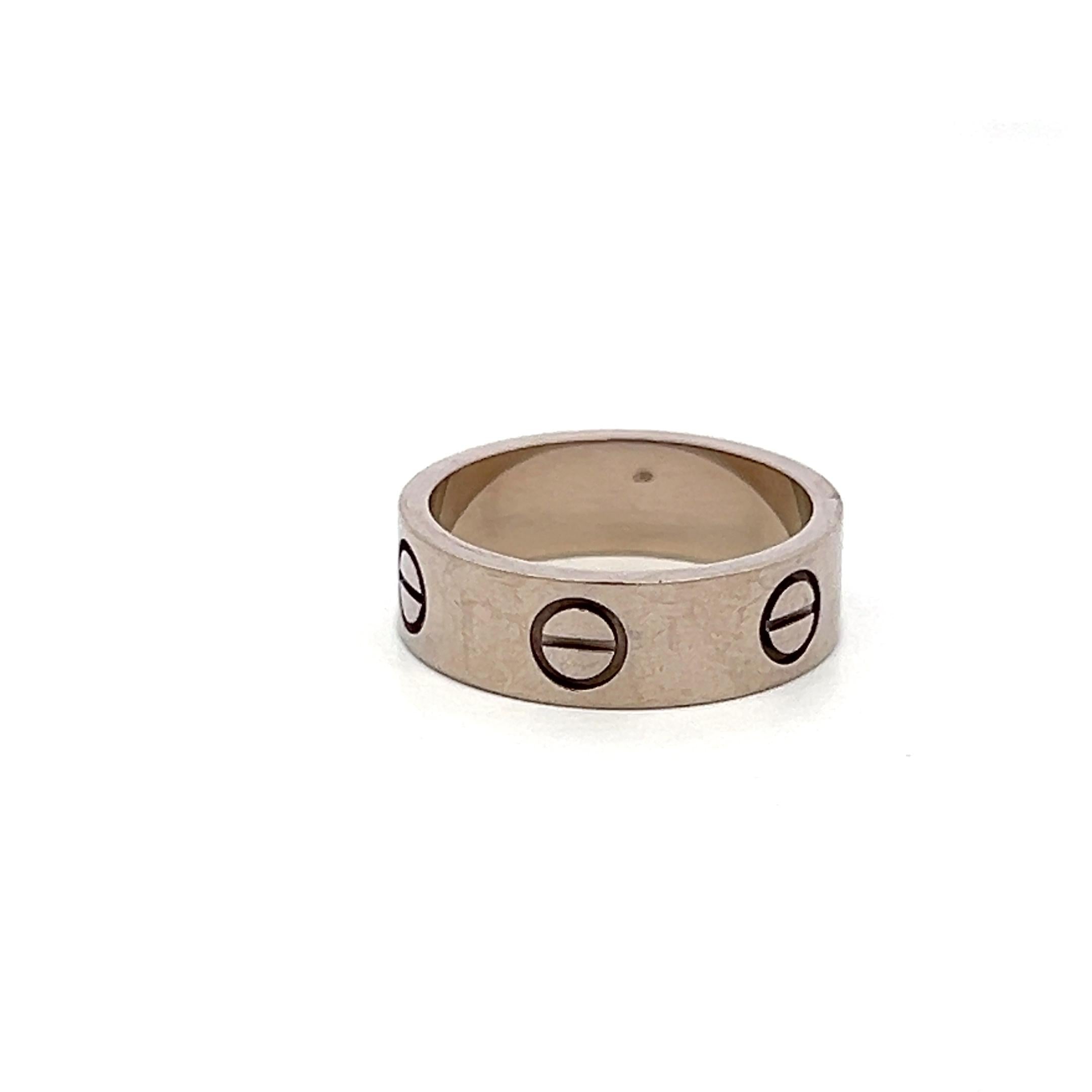 Cartier Vintage 18 Karat White Gold Love Ring 5.5MM Size 5.25 (50)
