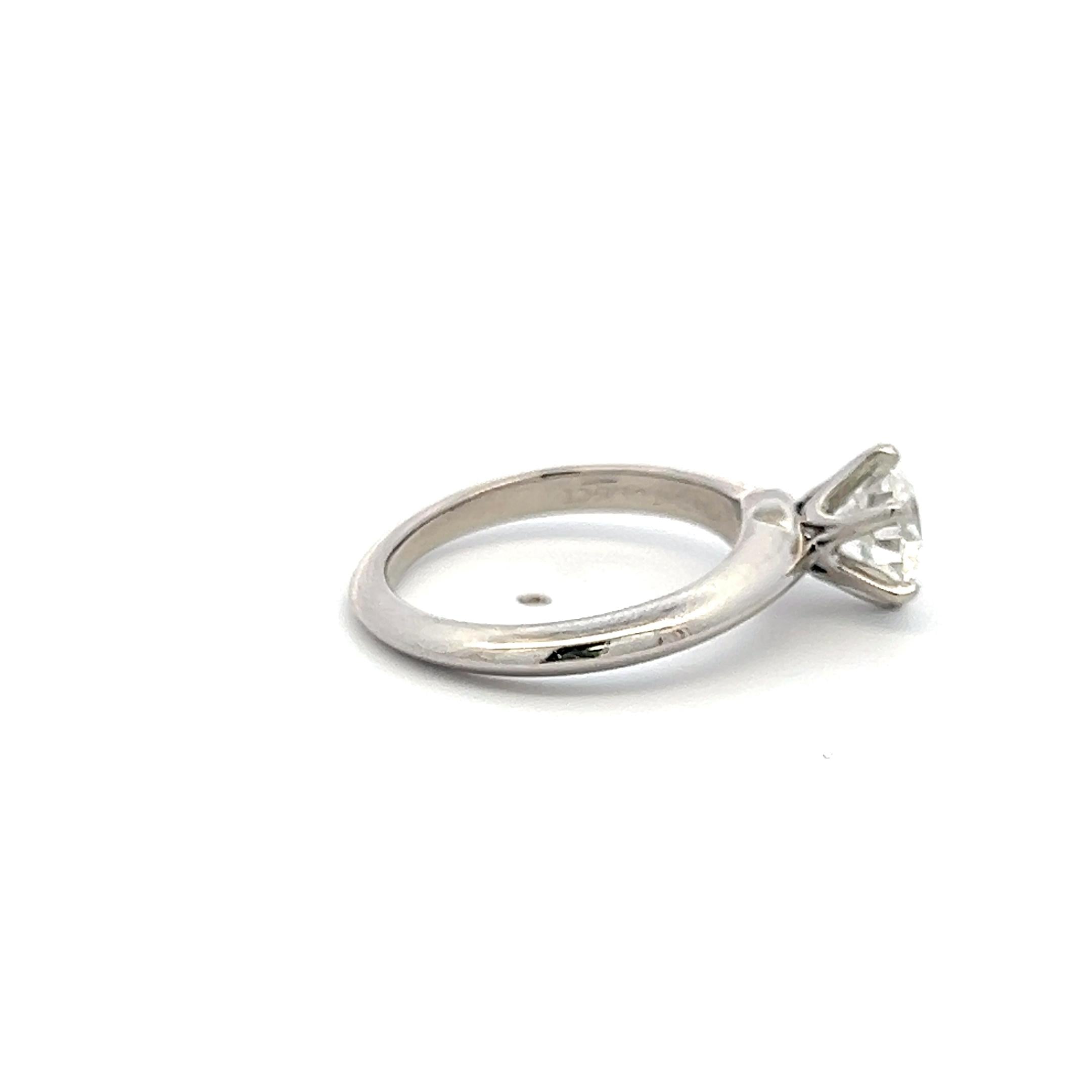 Tiffany & Co Platinum Engagement Ring with 1.09 Carat Round H-VS2 GIA Diamond