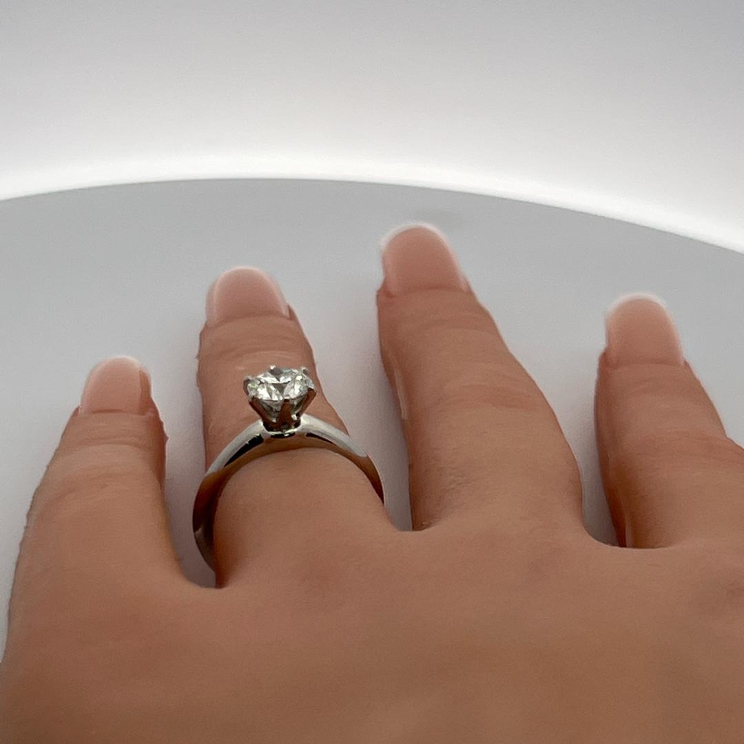 Tiffany & Co Platinum Engagement Ring with 1.09 Carat Round H-VS2 GIA Diamond