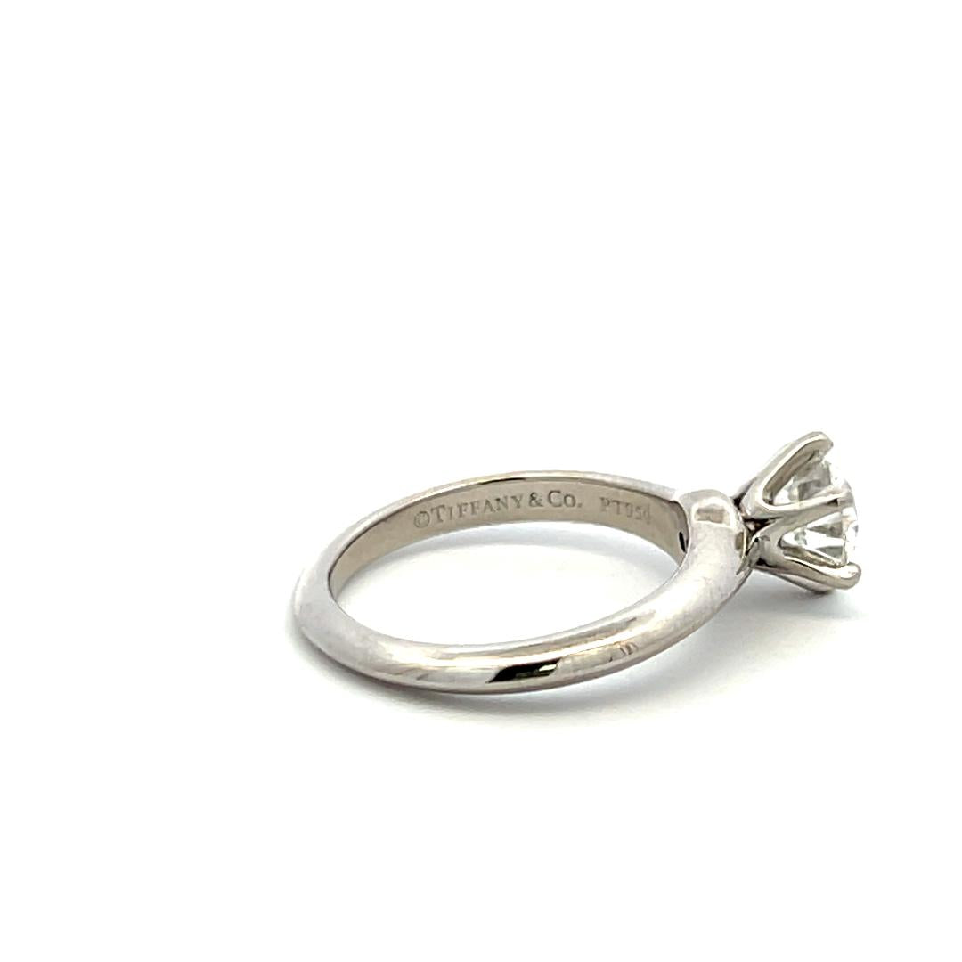 Tiffany & Co Platinum Engagement Ring with 1.09 Carat Round H-VS2 GIA Diamond