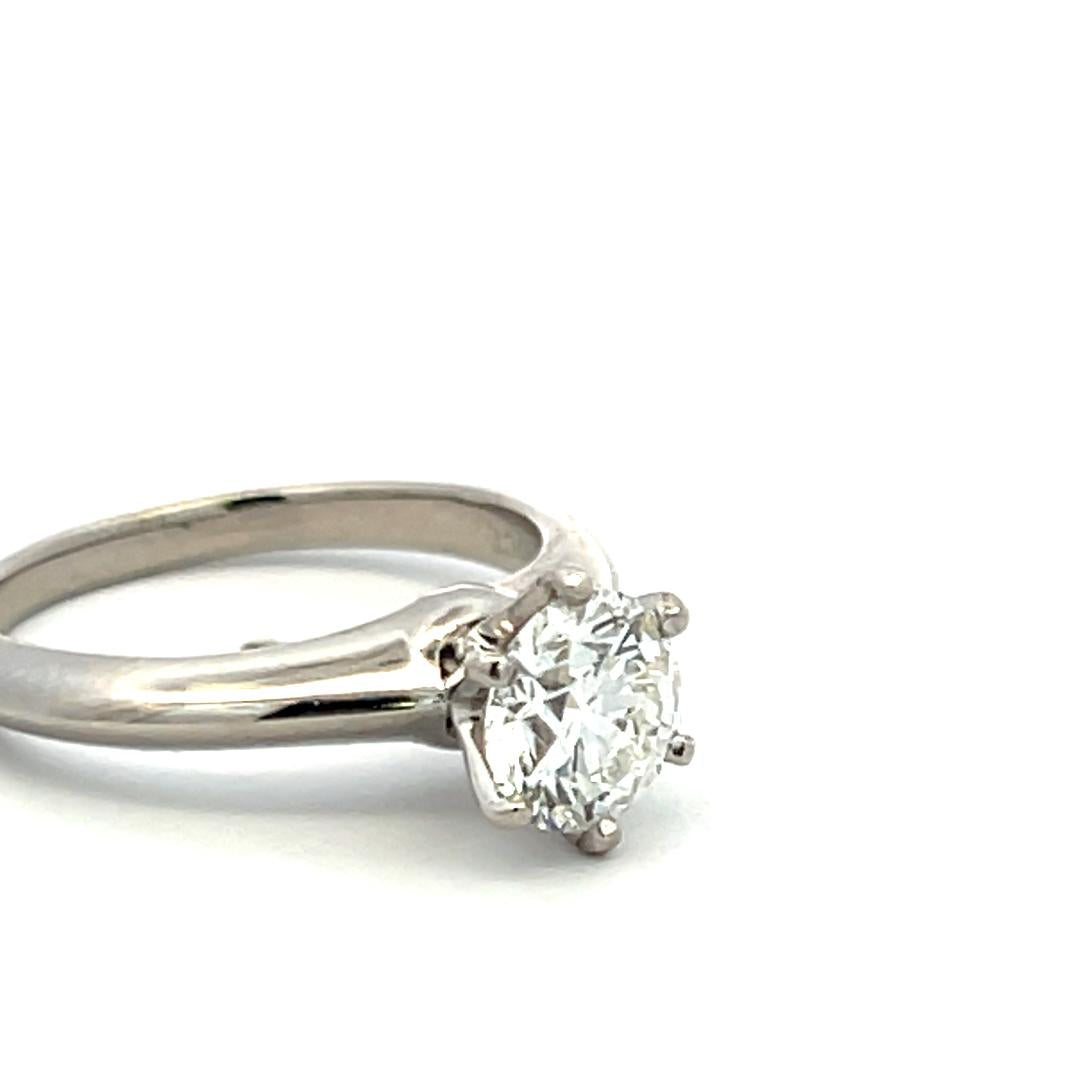 Tiffany & Co Platinum Engagement Ring with 1.09 Carat Round H-VS2 GIA Diamond