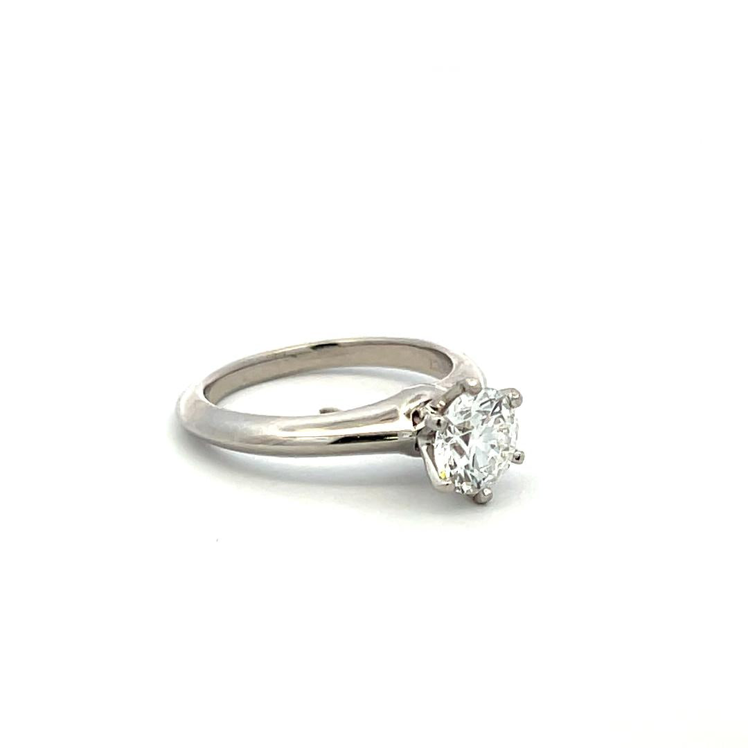 Tiffany & Co Platinum Engagement Ring with 1.09 Carat Round H-VS2 GIA Diamond