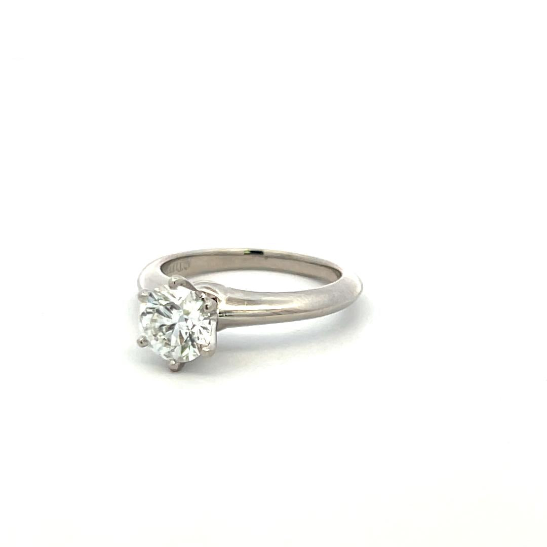 Tiffany & Co Platinum Engagement Ring with 1.09 Carat Round H-VS2 GIA Diamond