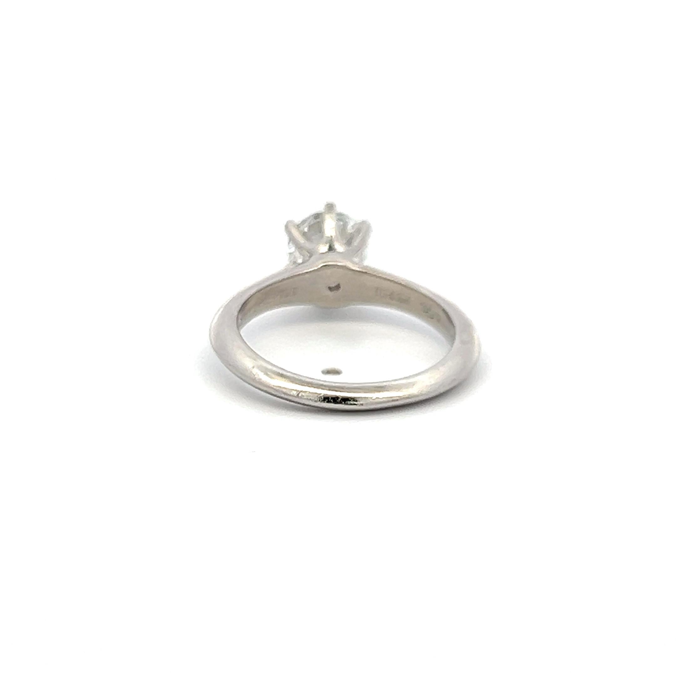 Tiffany & Co Platinum Engagement Ring with 1.09 Carat Round H-VS2 GIA Diamond