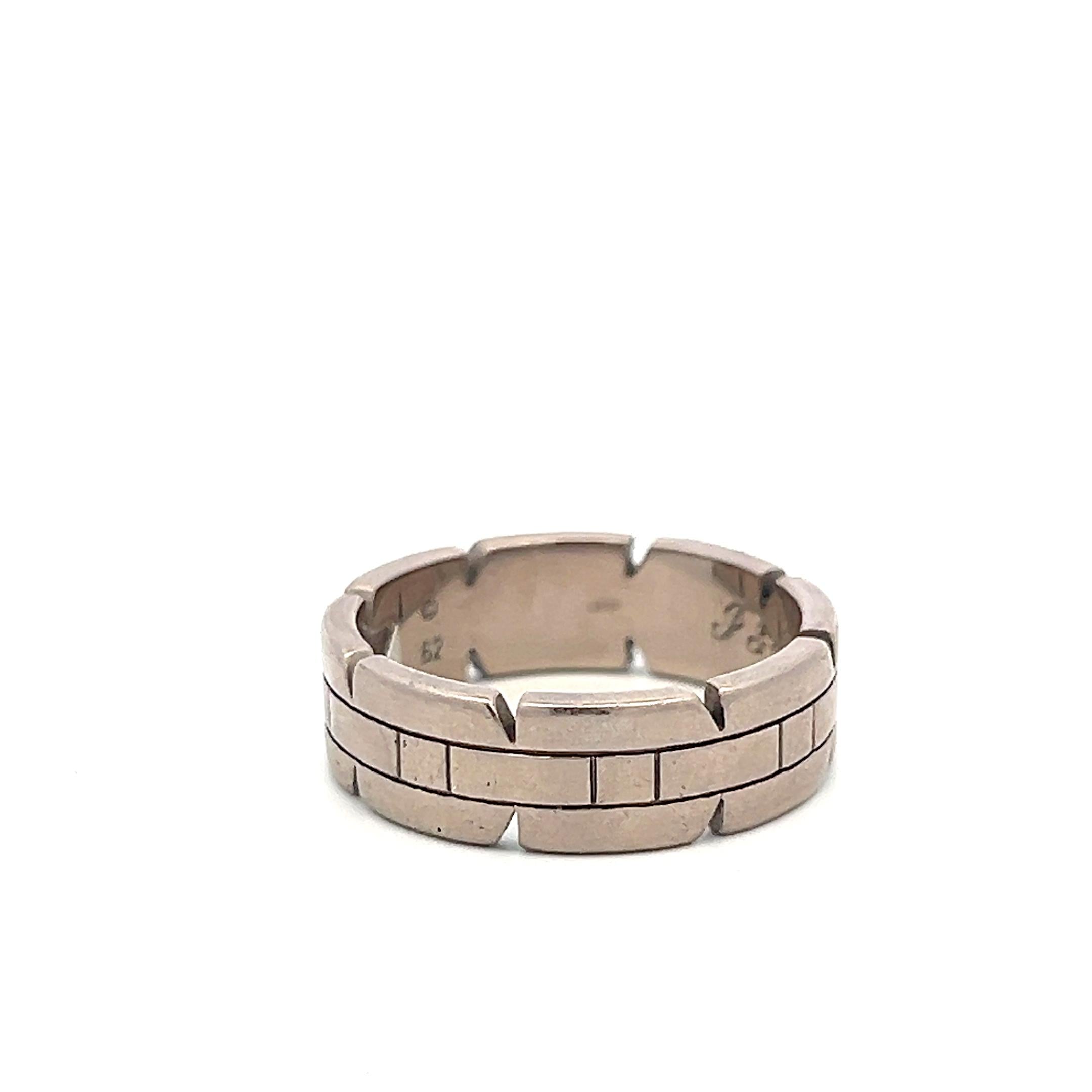 Cartier Tank Vintage 18 Karat White Gold Band Ring 11.7 Grams Size 10