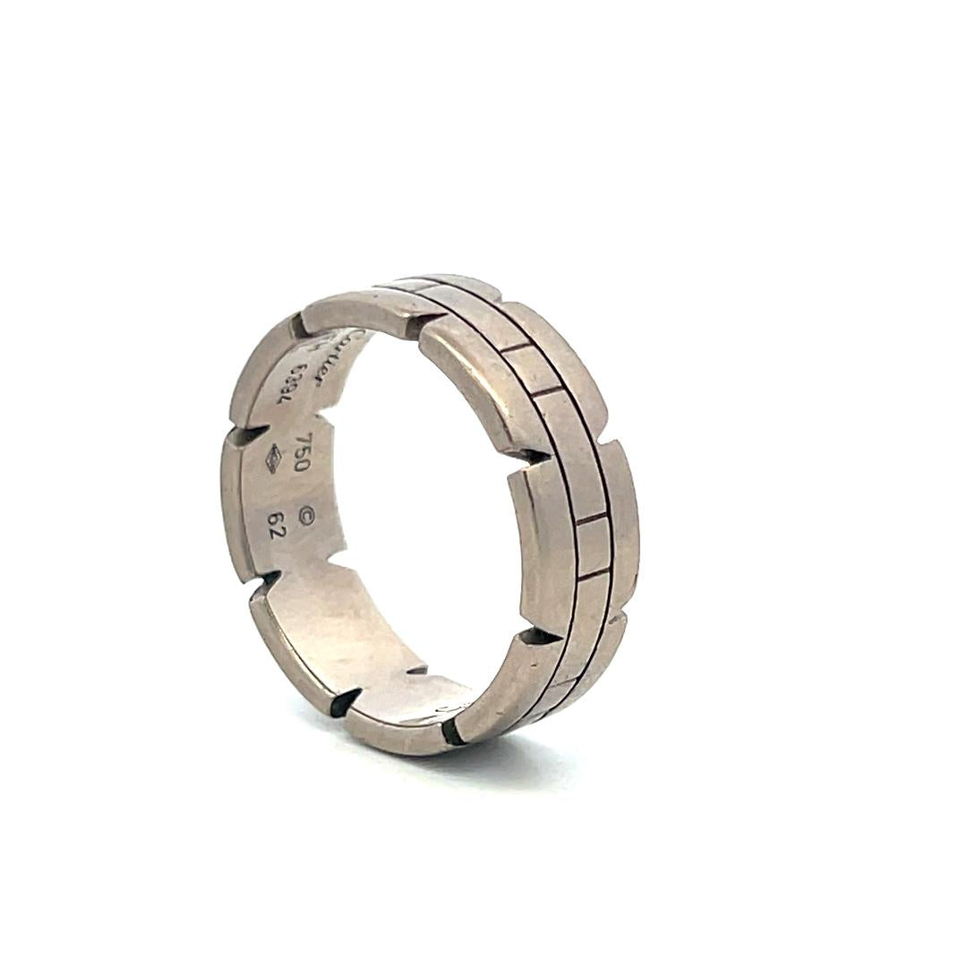 Cartier Tank Vintage 18 Karat White Gold Band Ring 11.7 Grams Size 10