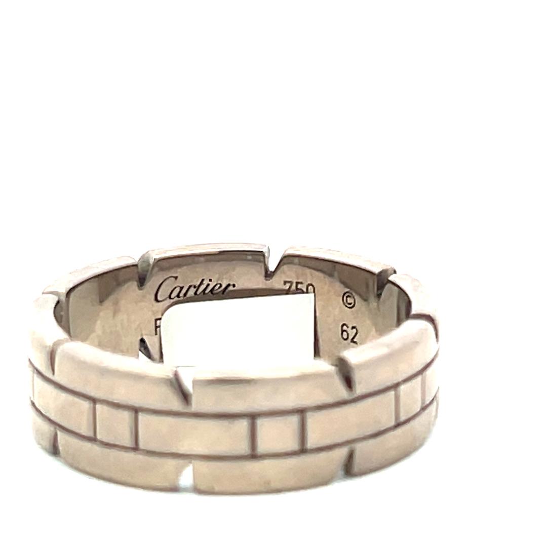 Cartier Tank Vintage 18 Karat White Gold Band Ring 11.7 Grams Size 10