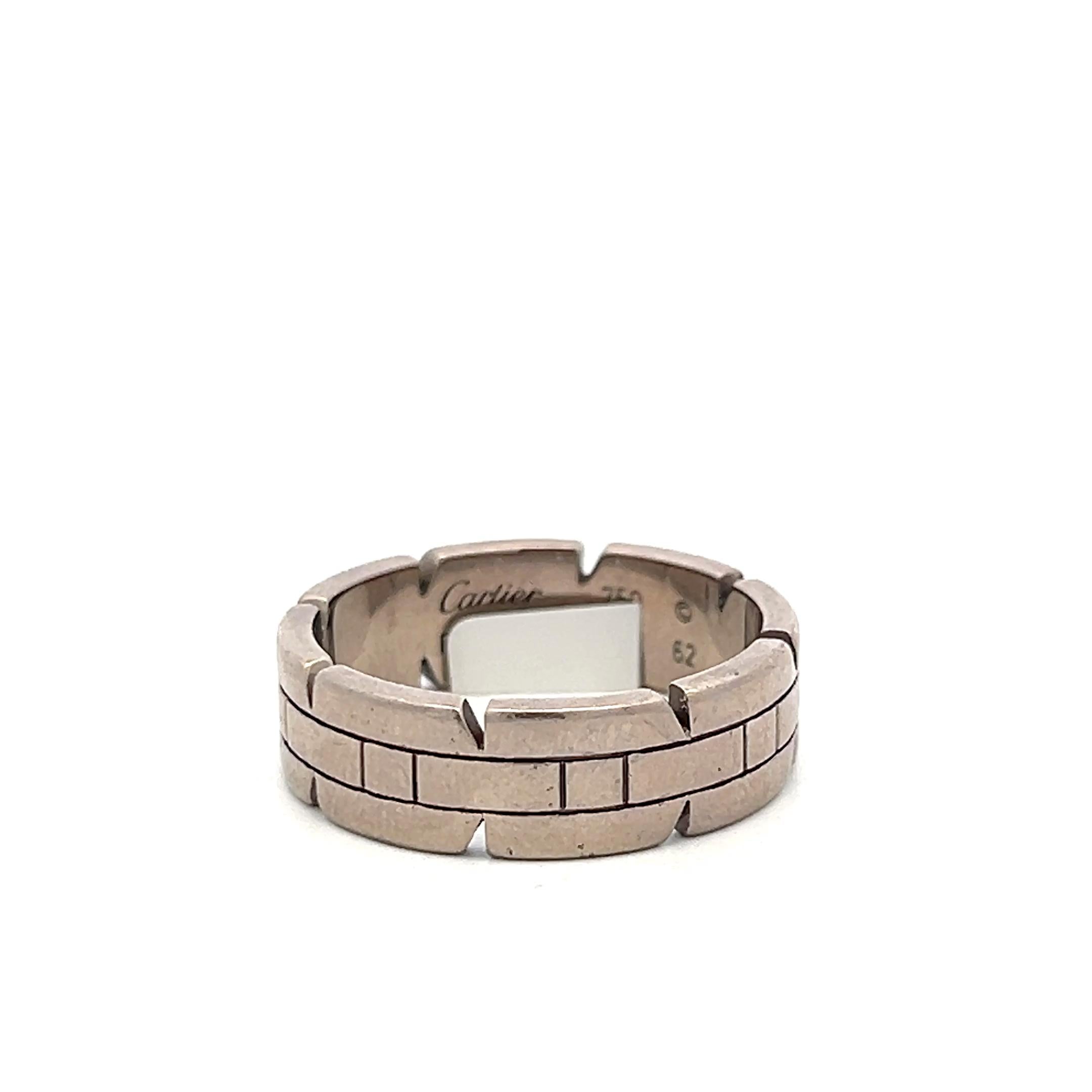 Cartier Tank Vintage 18 Karat White Gold Band Ring 11.7 Grams Size 10