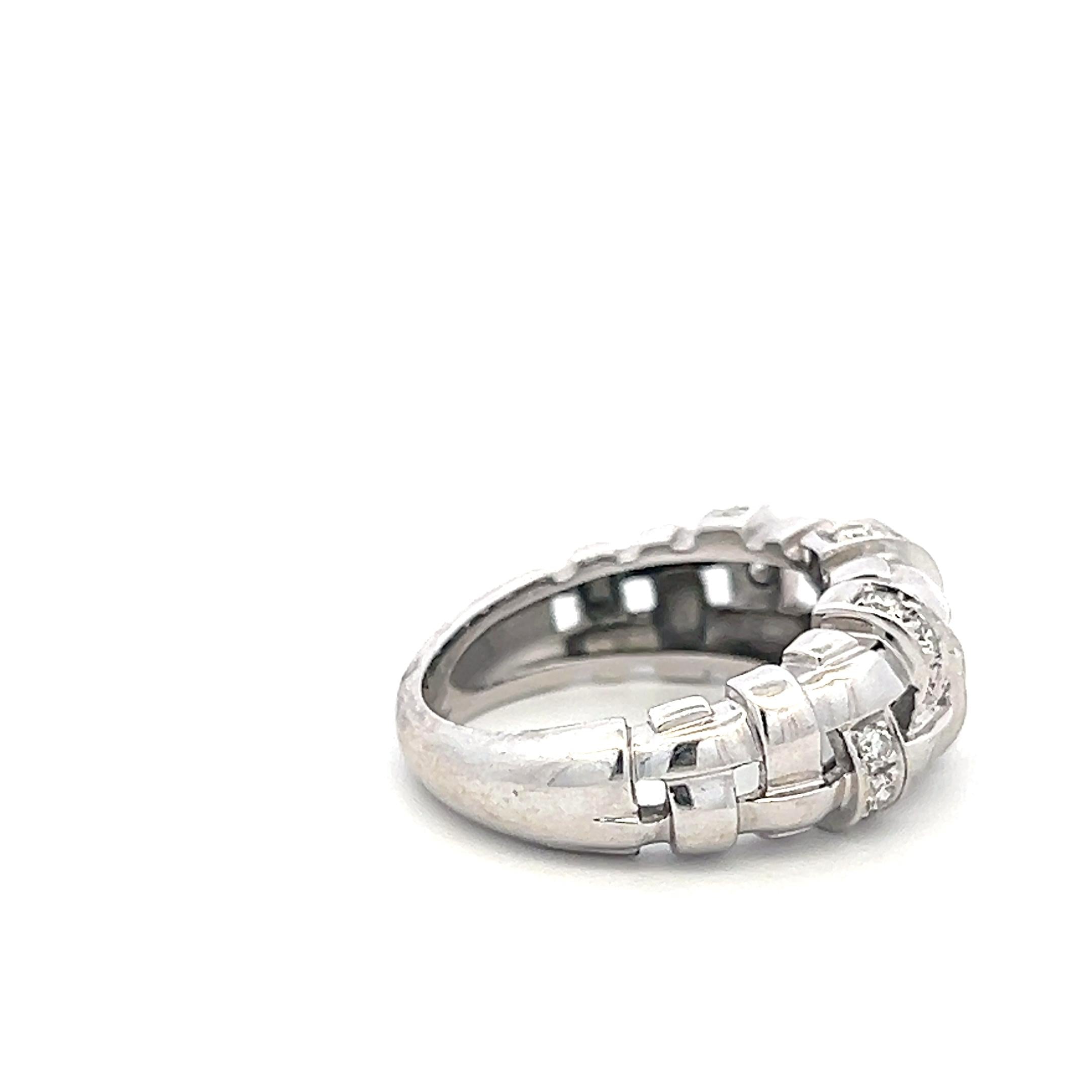 Tiffany & Co 18K W-Gold Band Ring with 0.4 Carat Round F VS Diamonds Size 5.5
