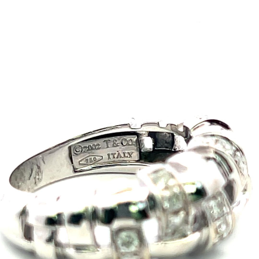 Tiffany & Co 18K W-Gold Band Ring with 0.4 Carat Round F VS Diamonds Size 5.5