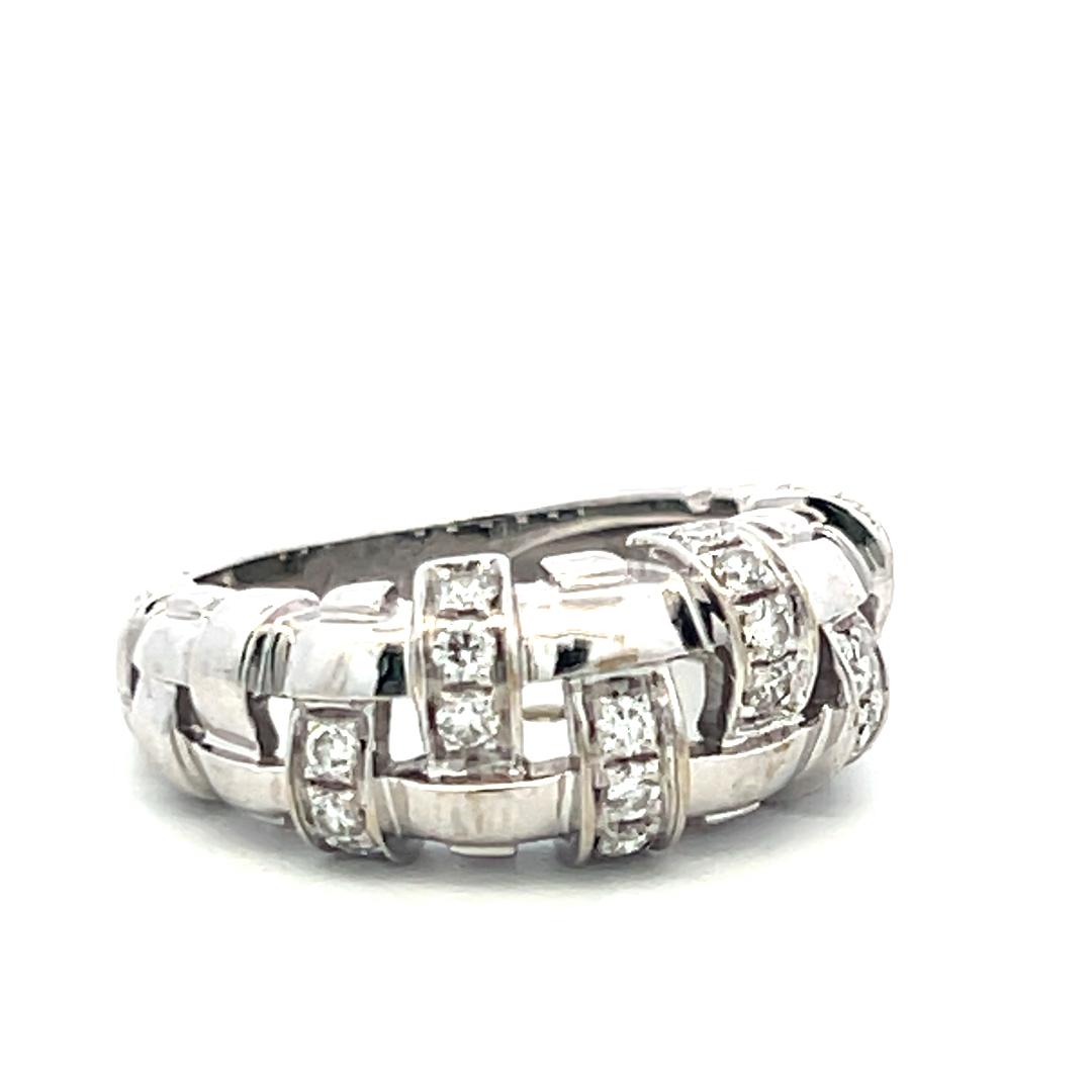 Tiffany & Co 18K W-Gold Band Ring with 0.4 Carat Round F VS Diamonds Size 5.5