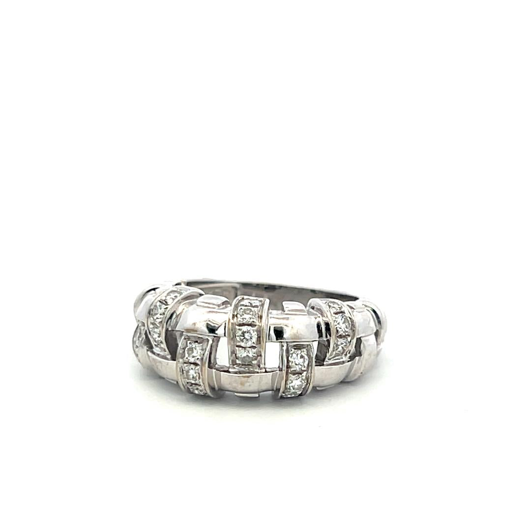 Tiffany & Co 18K W-Gold Band Ring with 0.4 Carat Round F VS Diamonds Size 5.5
