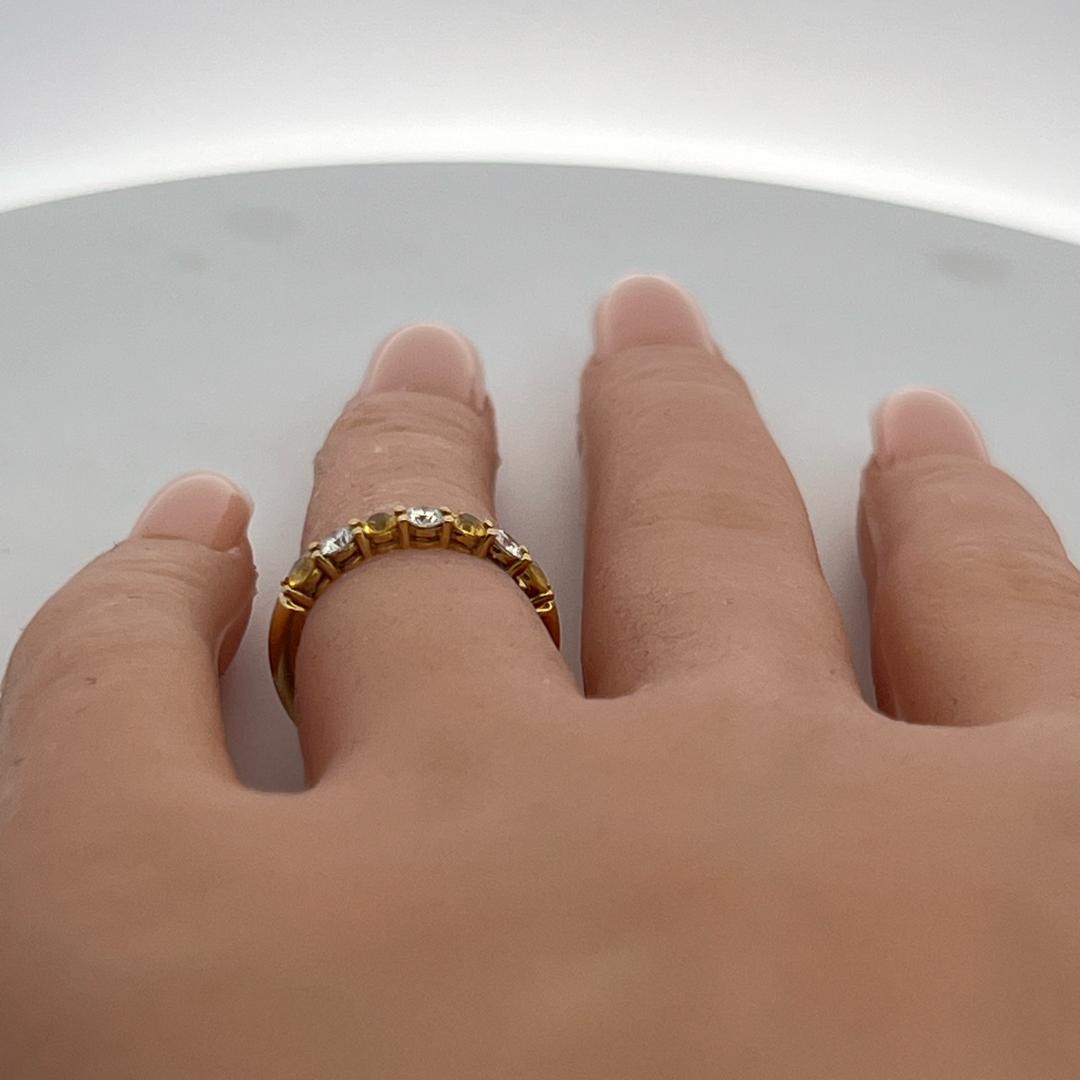 Tiffany & Co 18K YG Half Eternity Band Ring 0.24ct Diamonds & 0.35ct Sapphire