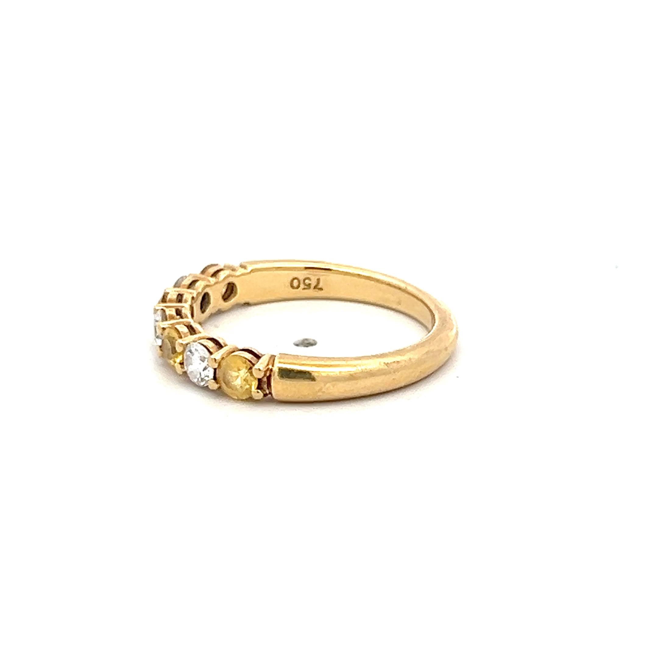 Tiffany & Co 18K YG Half Eternity Band Ring 0.24ct Diamonds & 0.35ct Sapphire