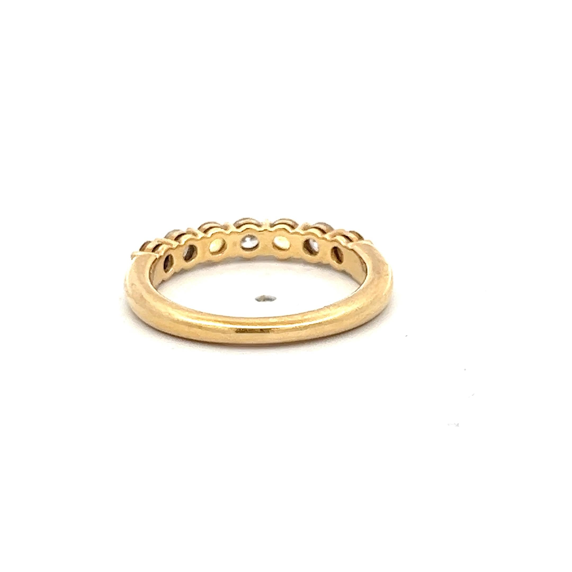 Tiffany & Co 18K YG Half Eternity Band Ring 0.24ct Diamonds & 0.35ct Sapphire