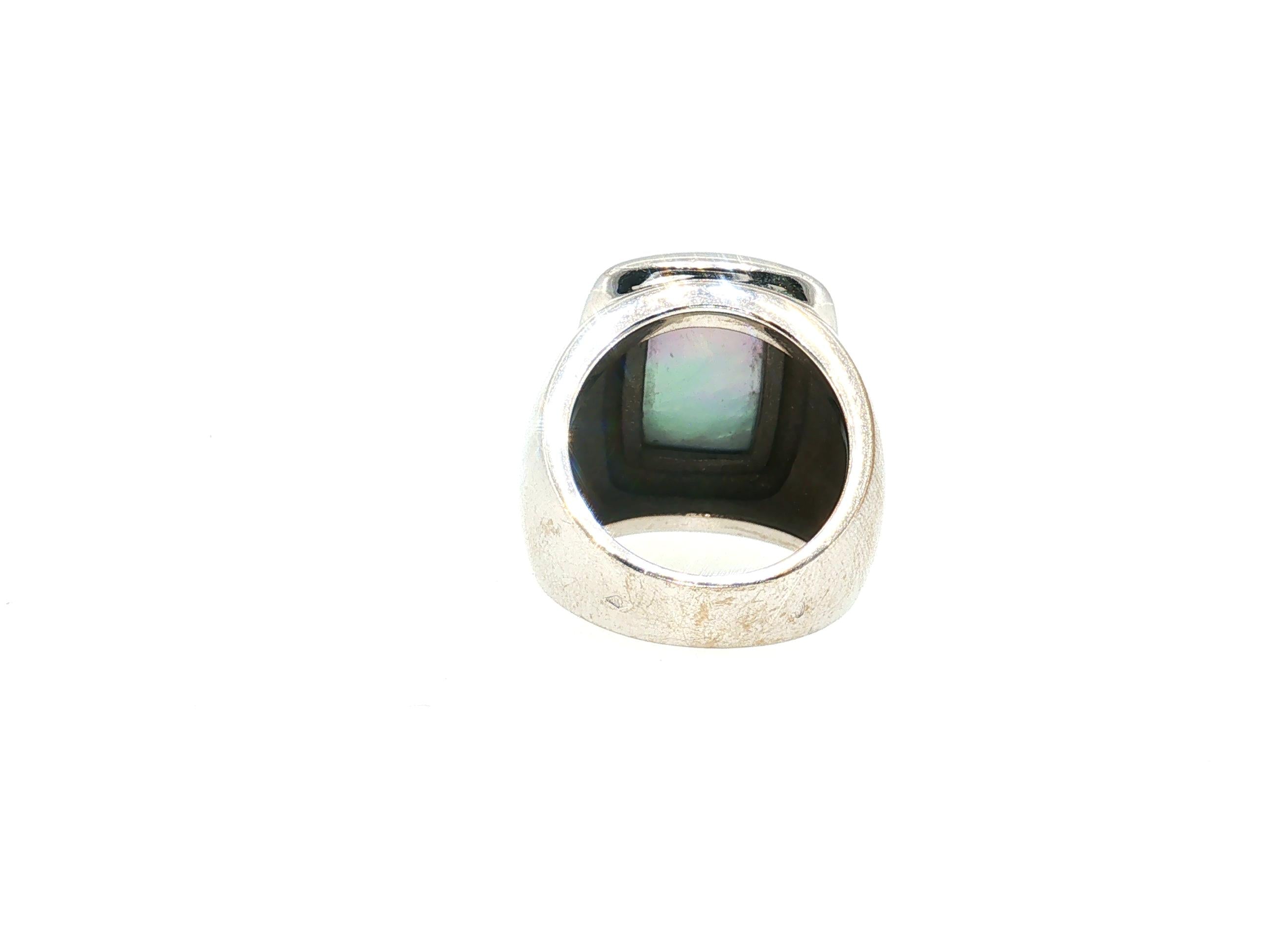 Van Cleef & Arpels 18K WG Cocktail Ring with 14.98x10.1mm Moonstone Size 6.5