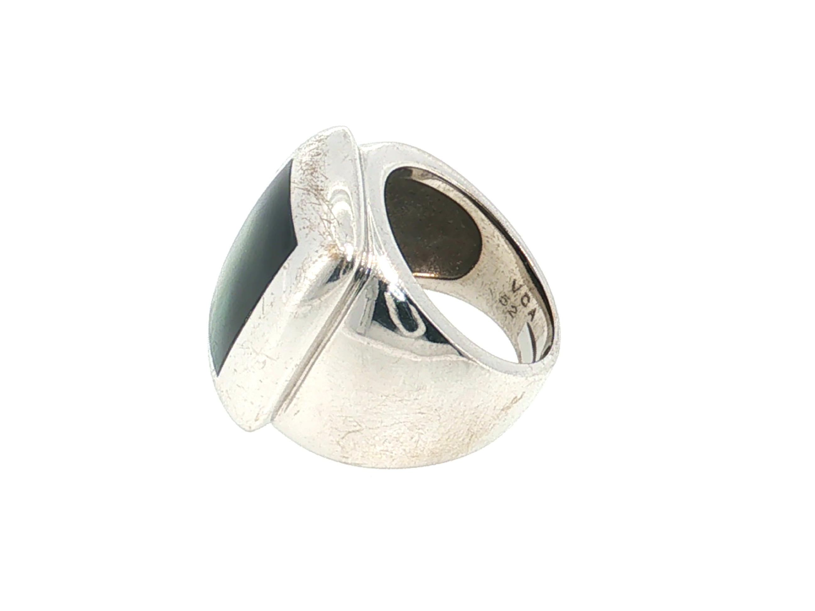 Van Cleef & Arpels 18K WG Cocktail Ring with 14.98x10.1mm Moonstone Size 6.5
