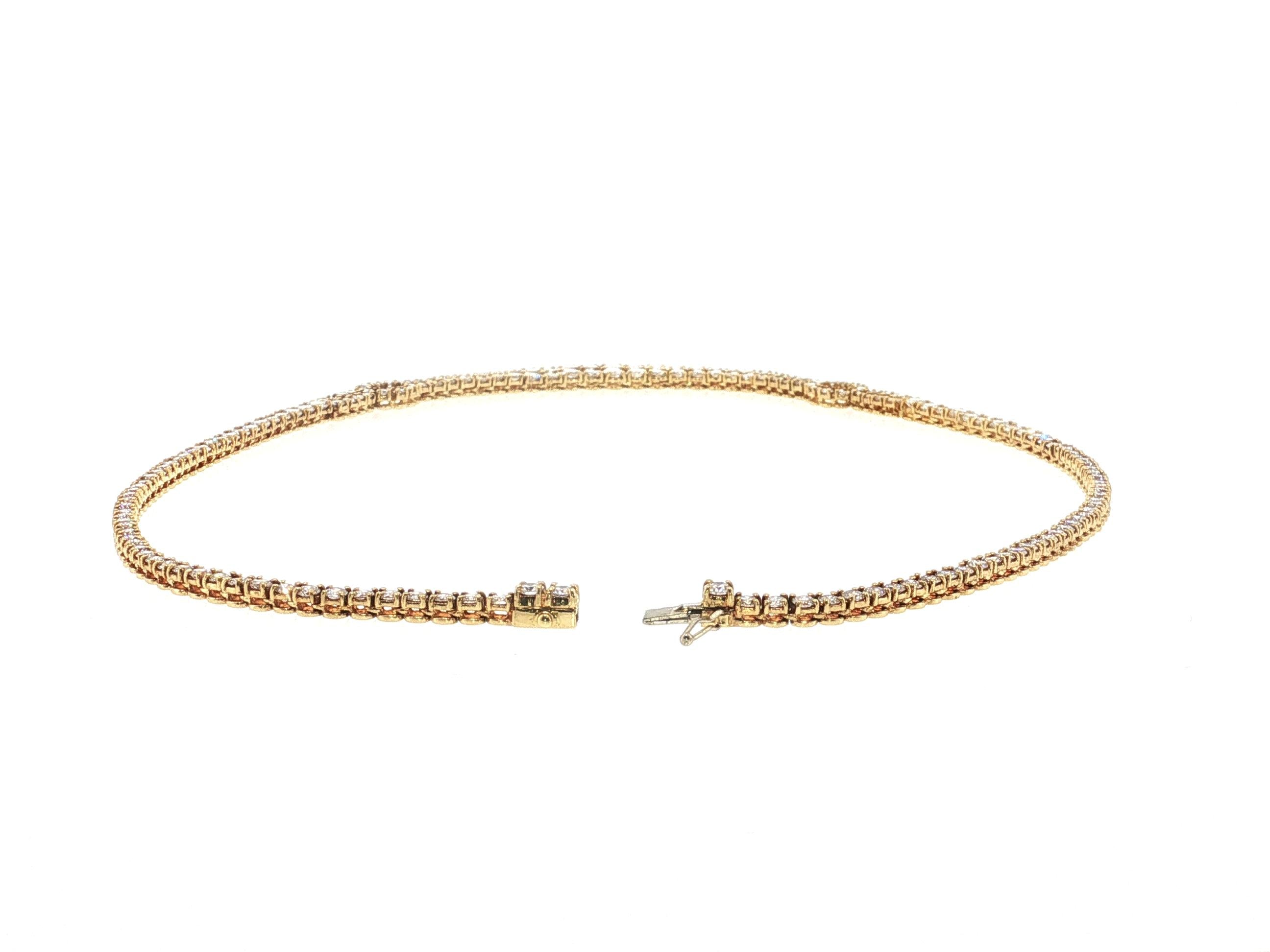 Estate 18K Yellow Gold Riviera Necklace with 12 Carat Round H VS Diamonds