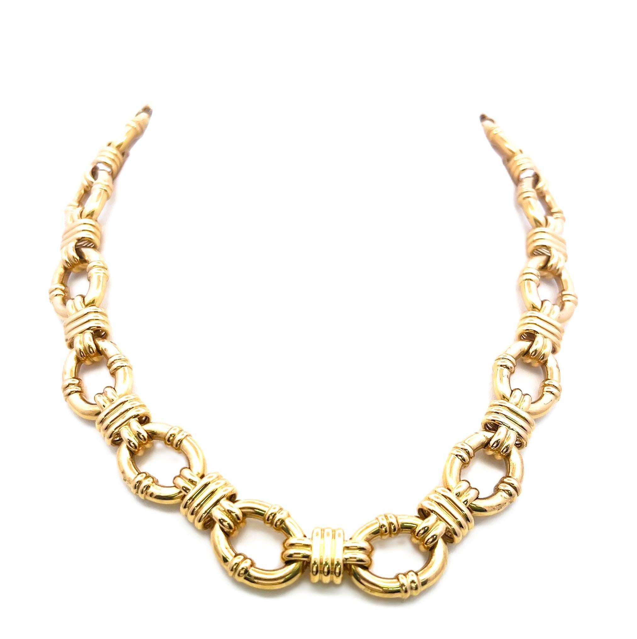 Tiffany & Co Vintage 18K Yellow Gold Link Necklace 87 Grams 16.5 Inch
