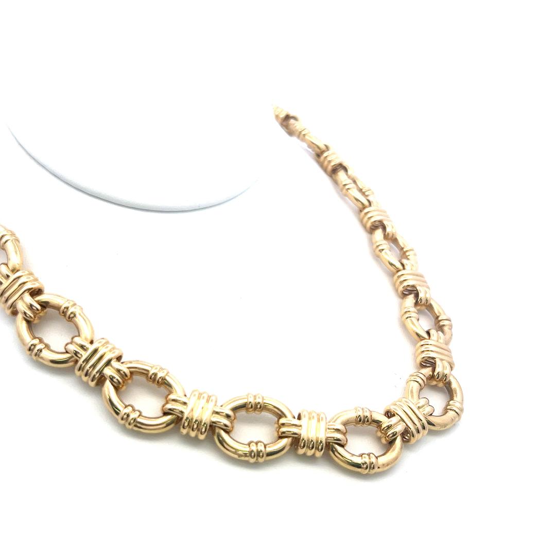 Tiffany & Co Vintage 18K Yellow Gold Link Necklace 87 Grams 16.5 Inch