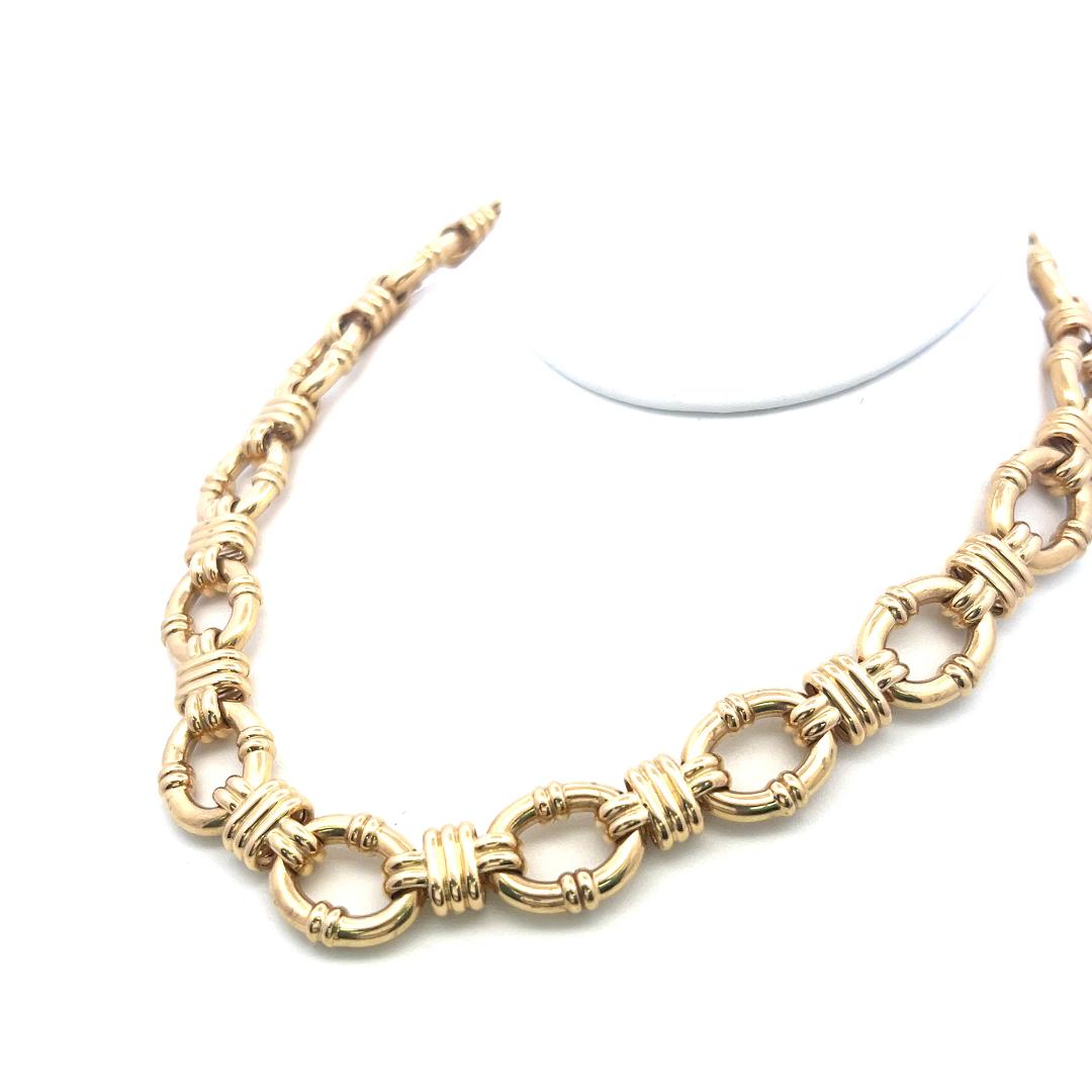 Tiffany & Co Vintage 18K Yellow Gold Link Necklace 87 Grams 16.5 Inch