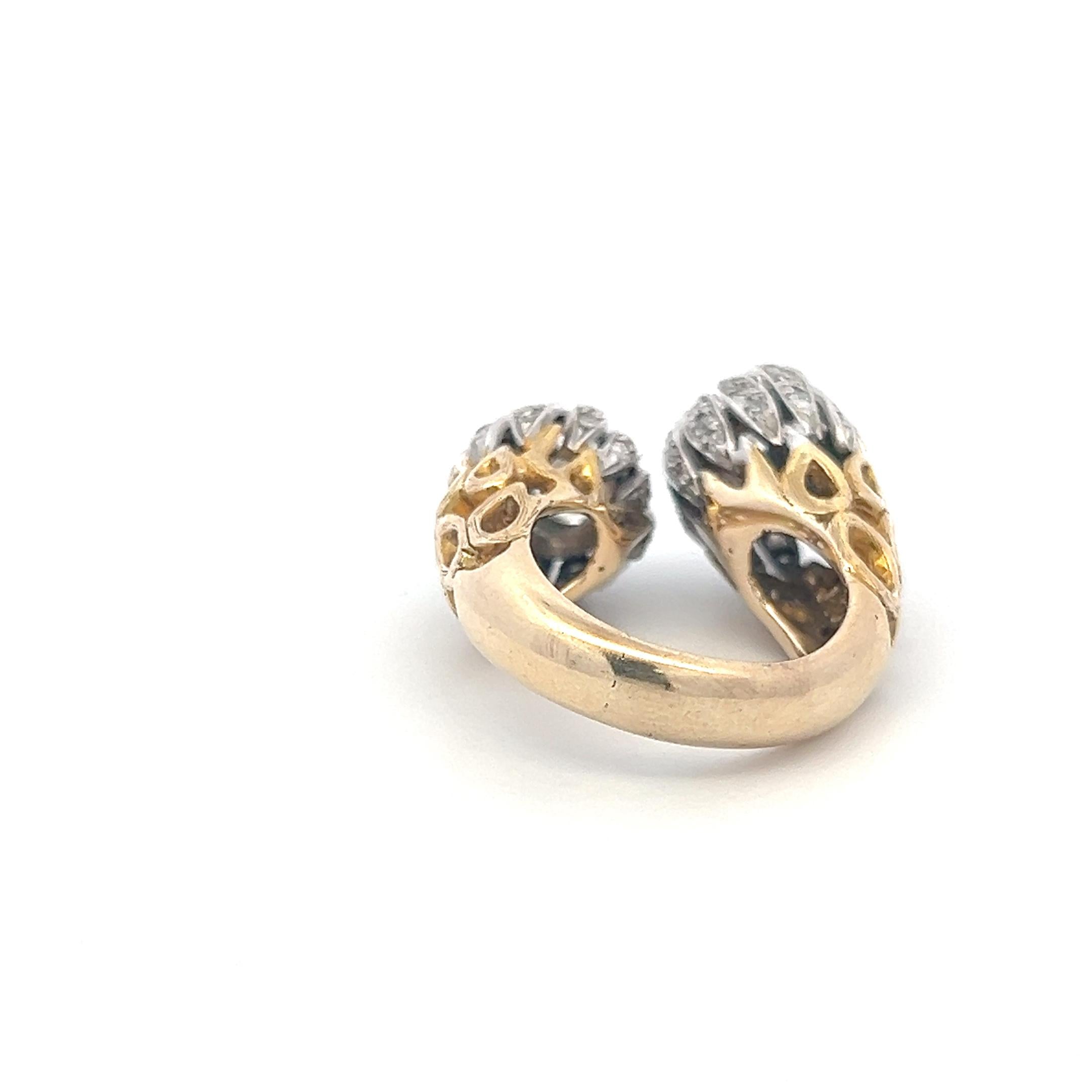 Vintage 18K Two Tone Gold Cocktail Ring with 1.79 Carat Round Diamonds Size 5.75