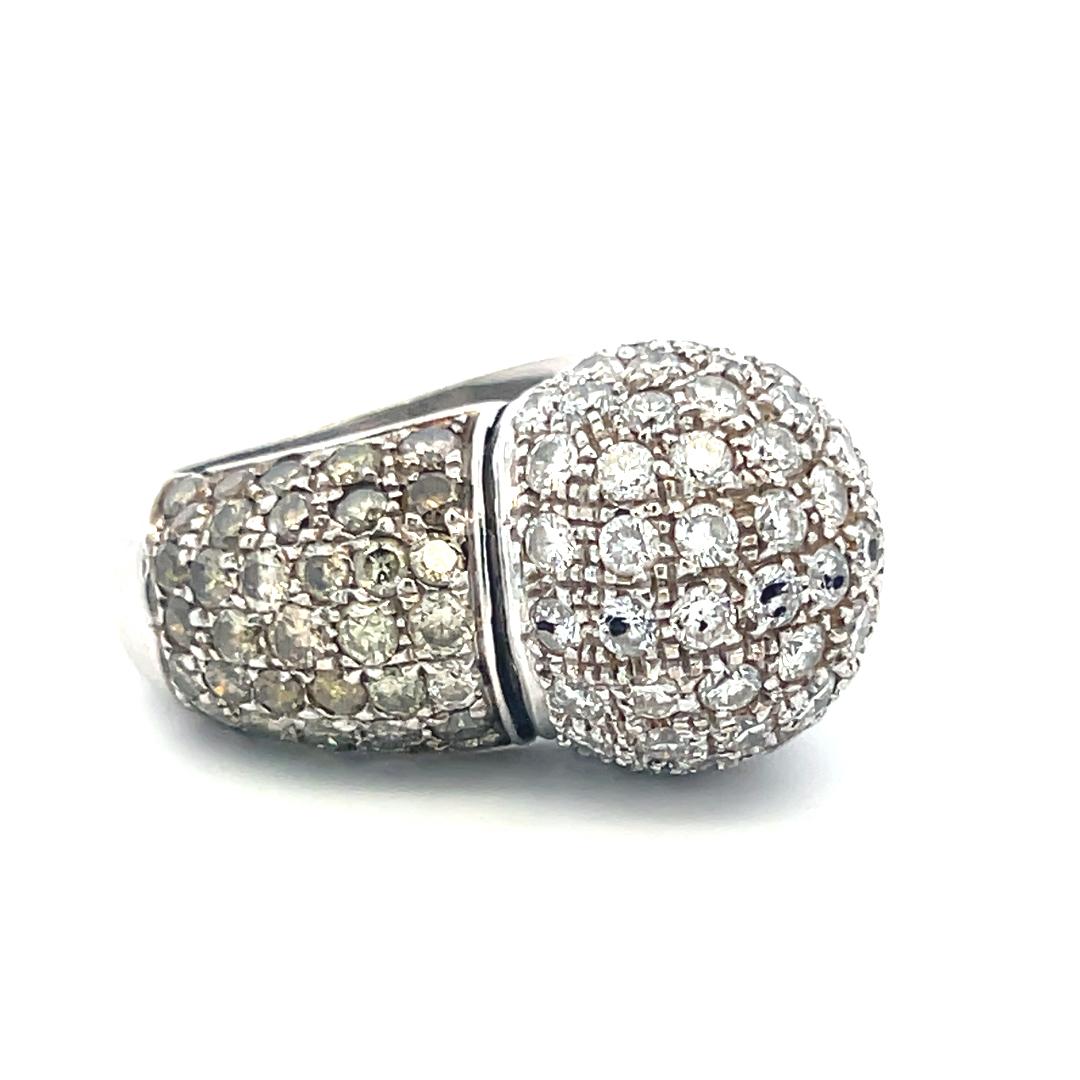 Estate 18K White Gold Cocktail Ring with 5.81 Carat Round Diamonds Size 8