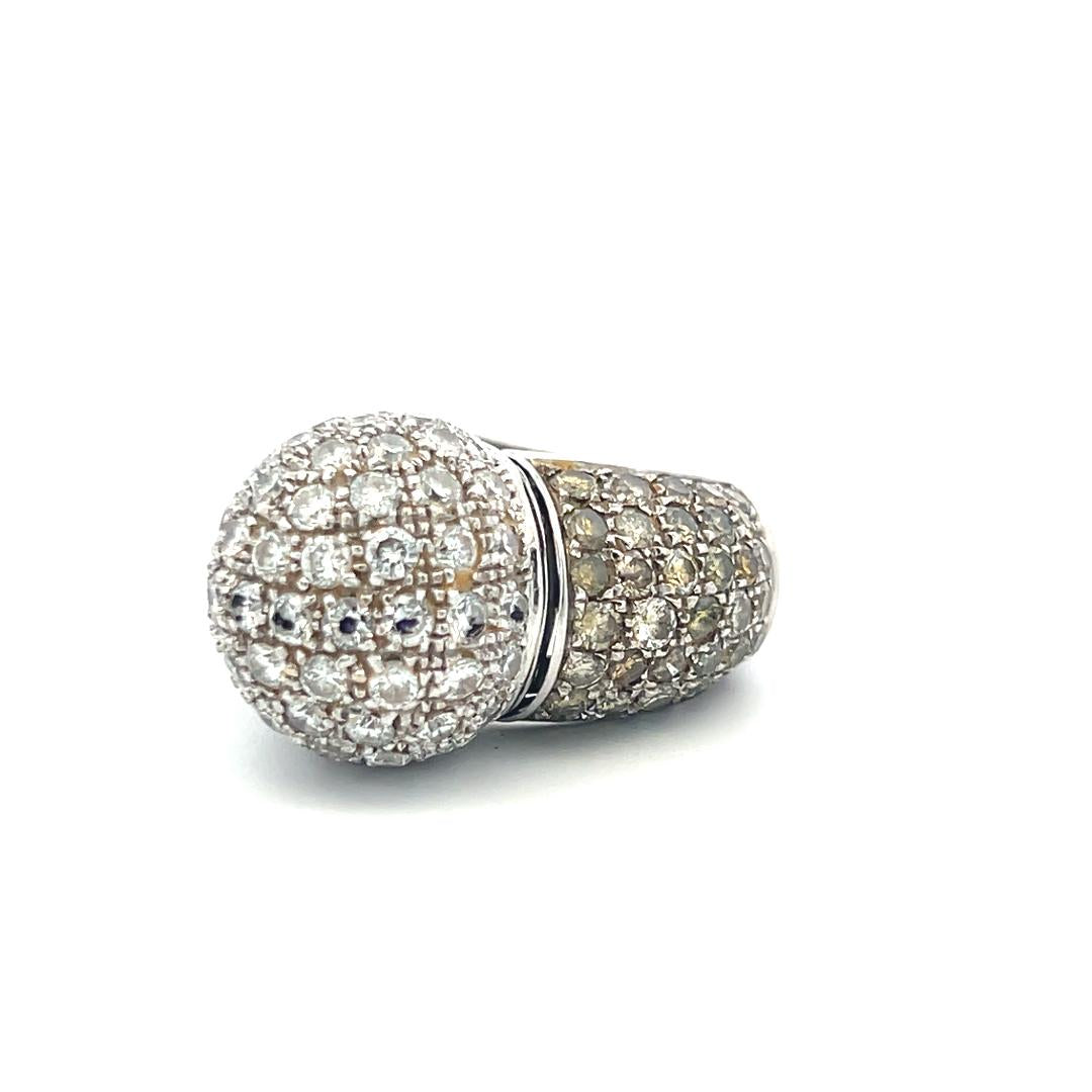 Estate 18K White Gold Cocktail Ring with 5.81 Carat Round Diamonds Size 8