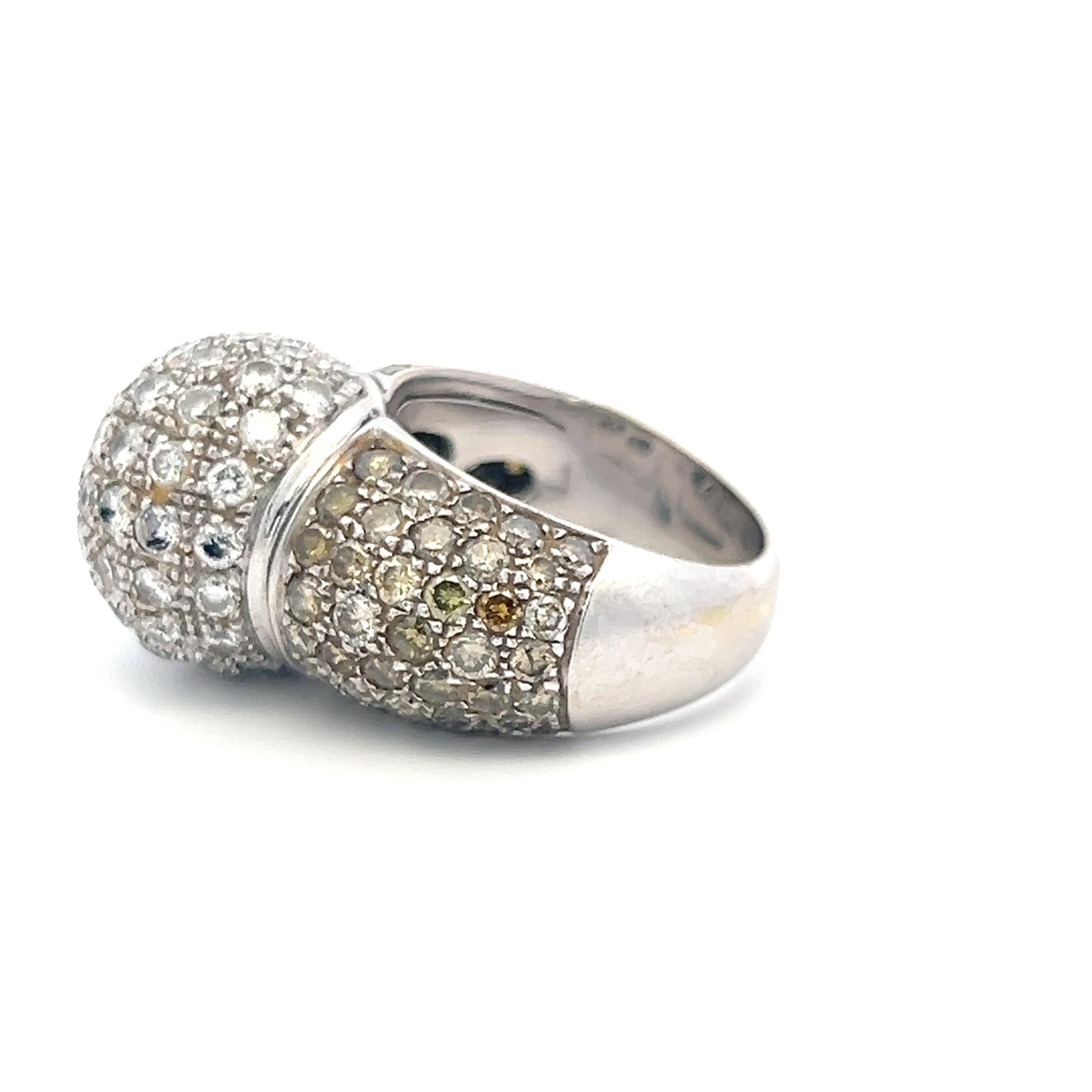 Estate 18K White Gold Cocktail Ring with 5.81 Carat Round Diamonds Size 8