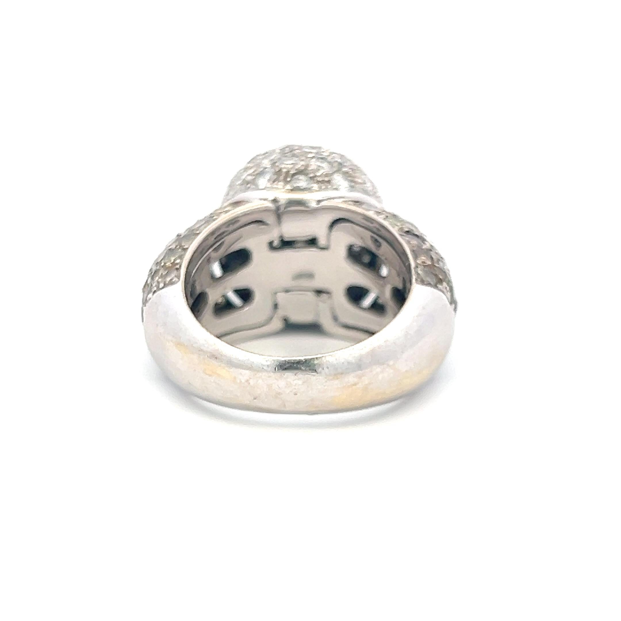 Estate 18K White Gold Cocktail Ring with 5.81 Carat Round Diamonds Size 8