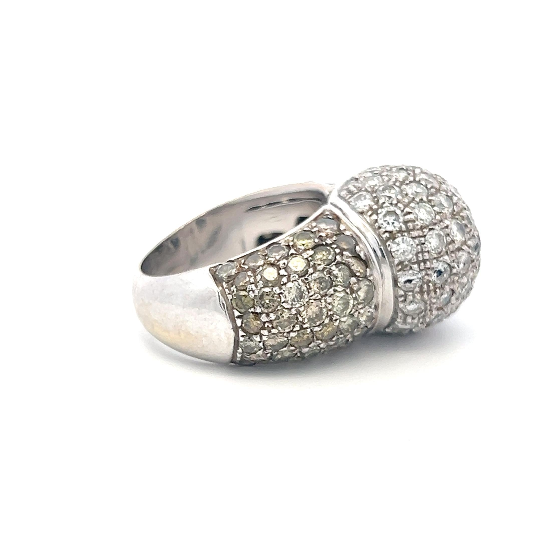Estate 18K White Gold Cocktail Ring with 5.81 Carat Round Diamonds Size 8