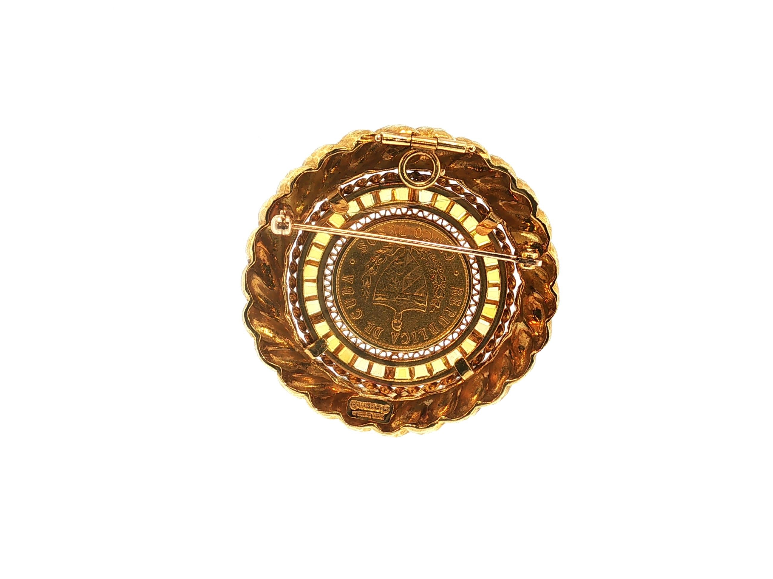 David Webb 18 Karat Yellow Gold Pin Brooch 1.8x0.2 Inch 42.07 Grams