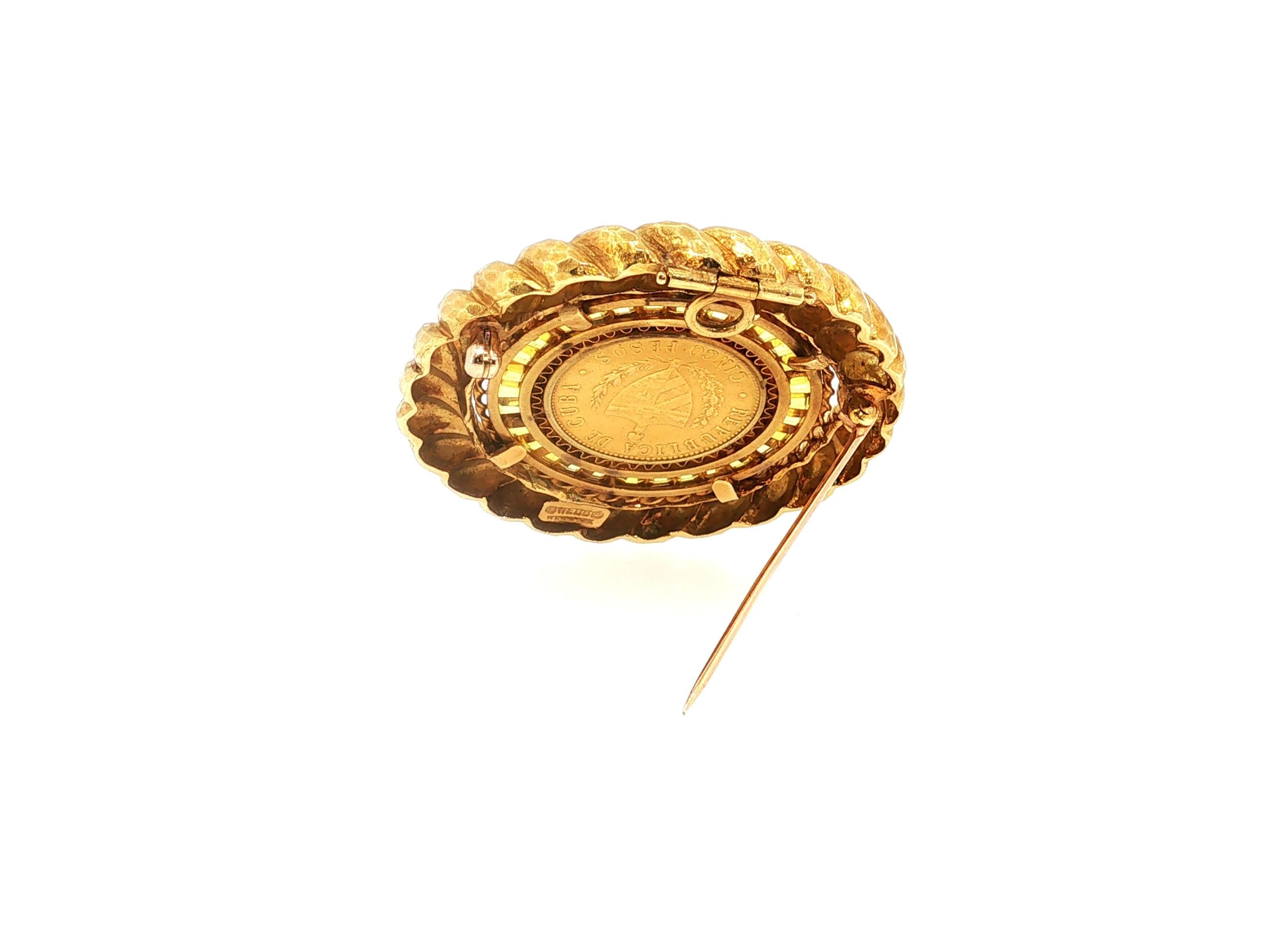 David Webb 18 Karat Yellow Gold Pin Brooch 1.8x0.2 Inch 42.07 Grams