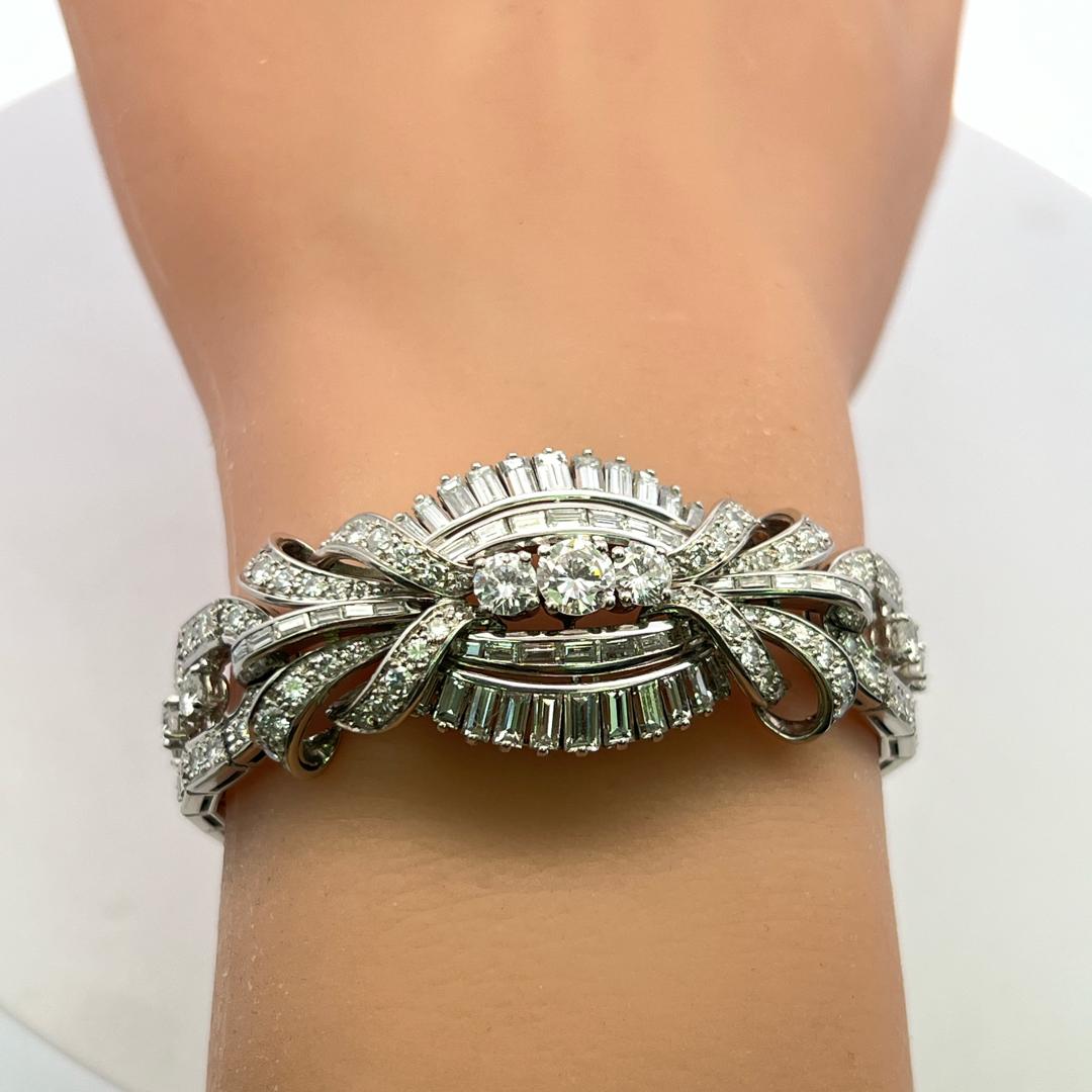 Vintage Platinum Art Deco Bracelet with 12 Carat Mixed Cut H VS Diamonds 7 Inch